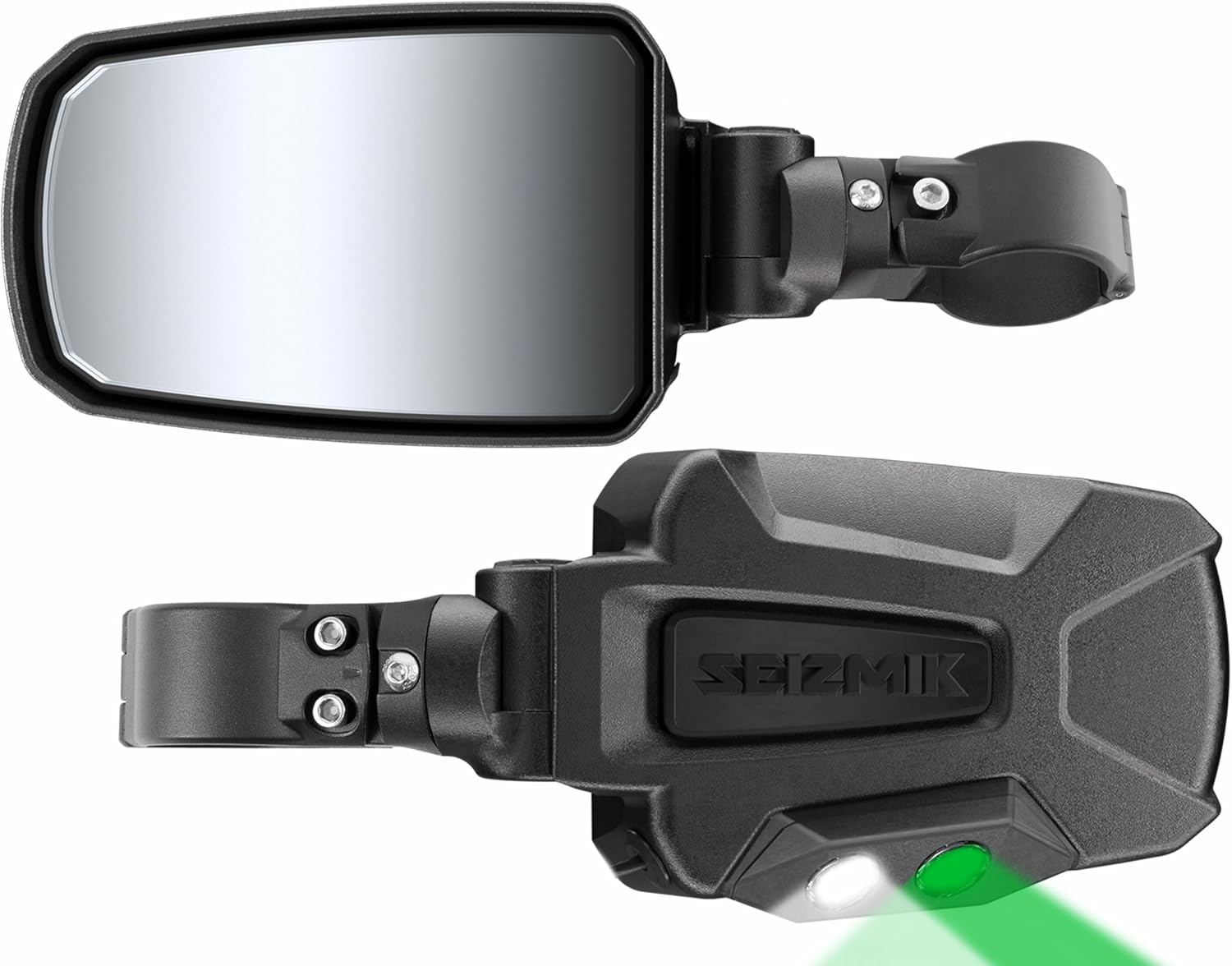 Seizmik Pursuit UTV Side View Mirror for 1.75 Inch Round Tube UTV Models | LED Night Vision Series | Set of 2 | Compatible with Select Polaris, Kawasaki, Honda, Can Am, Yamaha, and Kubota Models