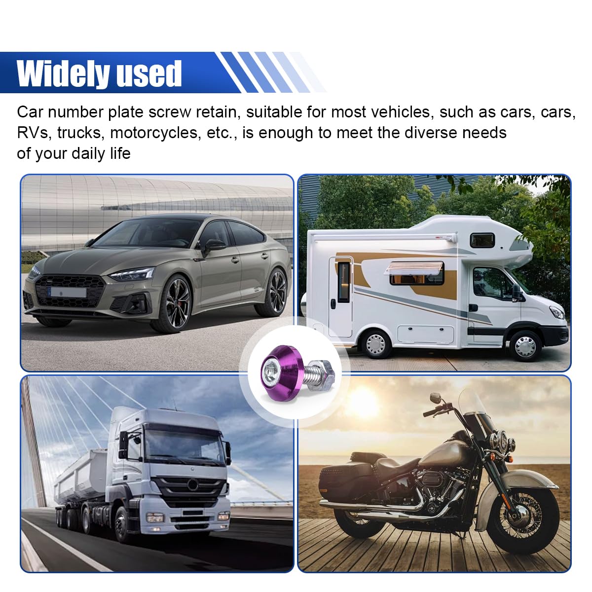 4PCS License Plate Bolts Aluminum Alloy Motorcycle License Plate Frame Fastener Accessories Anti Theft M6 Screws Car Decorations — view 6