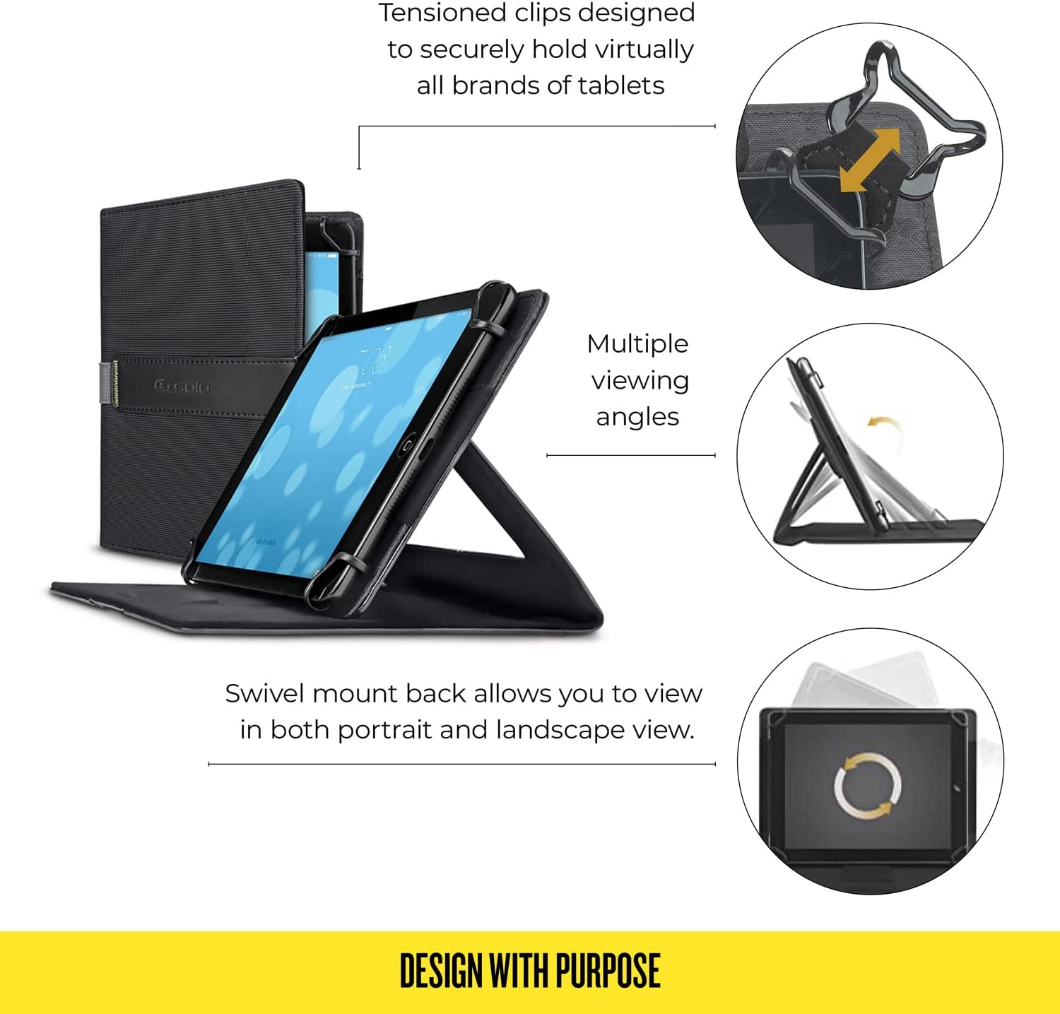 Solo New York Surge Universal Tablet Case, Fits Tablets 8.5 Inch up to 11 Inch, Grey
