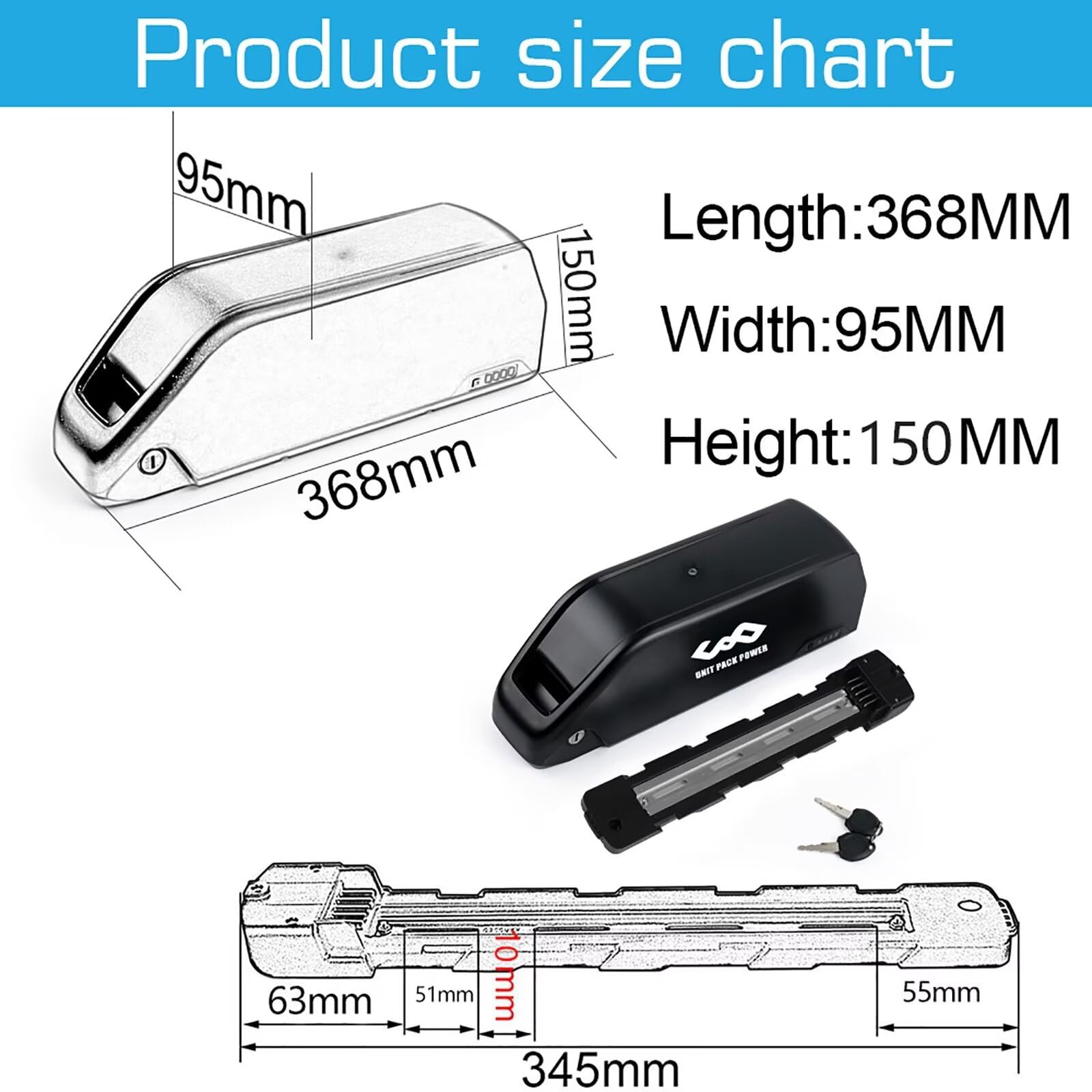 48V Hailong Batterie Lithium-ION 25Ah 1500W pour vélo électrique avec Cellule Samsung5000mAh – Batterie de vélo électrique Lithium-ION pour Moteur 1500W/1200W/1000W/750W/500W