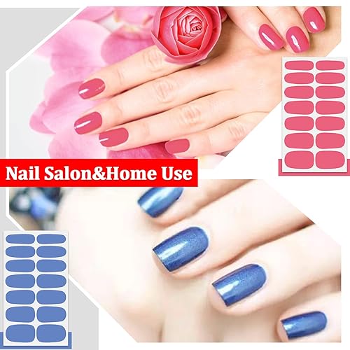 Miniatura 3 de SILPECWEE 16 hojas de esmalte de uñas de color sólido juvenil para mujer tiras de esmalte de uñas de gel calcomanías autoadhesivas de esmalte de