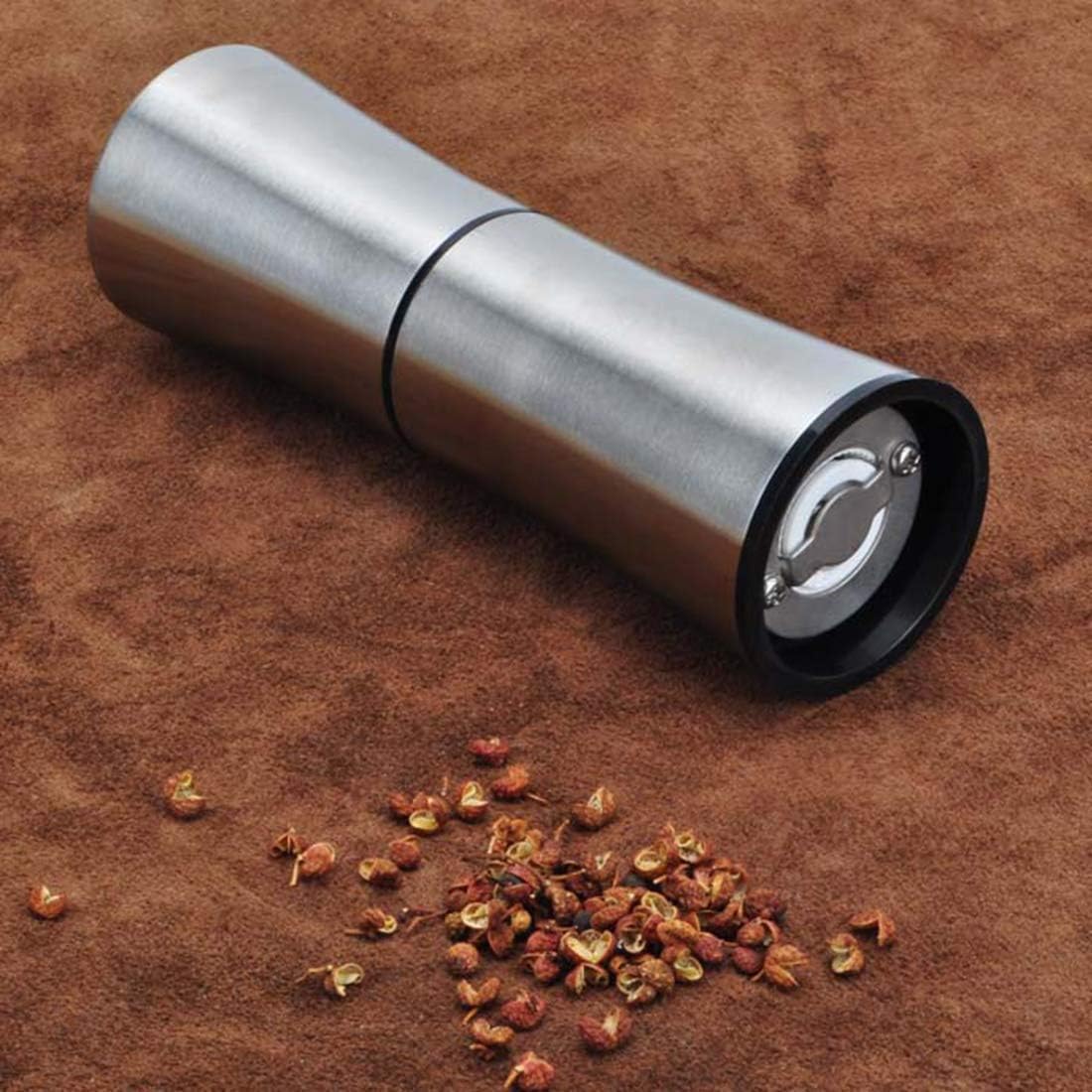 Salt and Pepper Mill Set, Adjustable Grinders, Large Steel Bodies, Easy Fill, Brushed Stainless Steel, Large Size, Manual Grinder Spice