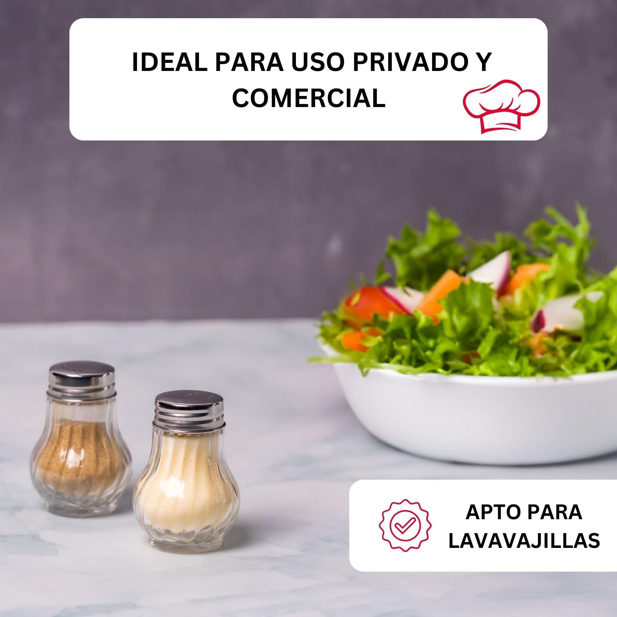 Westmark Juego de salero y pimentero, 2 piezas, Capacidad: 50 ml cada una, Vidrio/acero inoxidable, Berlin, Plateado/transparente, 65362270