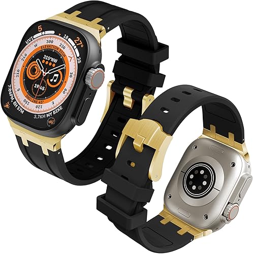 Miniatura 10 de Correa deportiva de goma de silicona líquida con adaptador de acero inoxidable para Apple Watch Ultra 12 1.929 in 1.772 in 1.732 in 1.654 in para