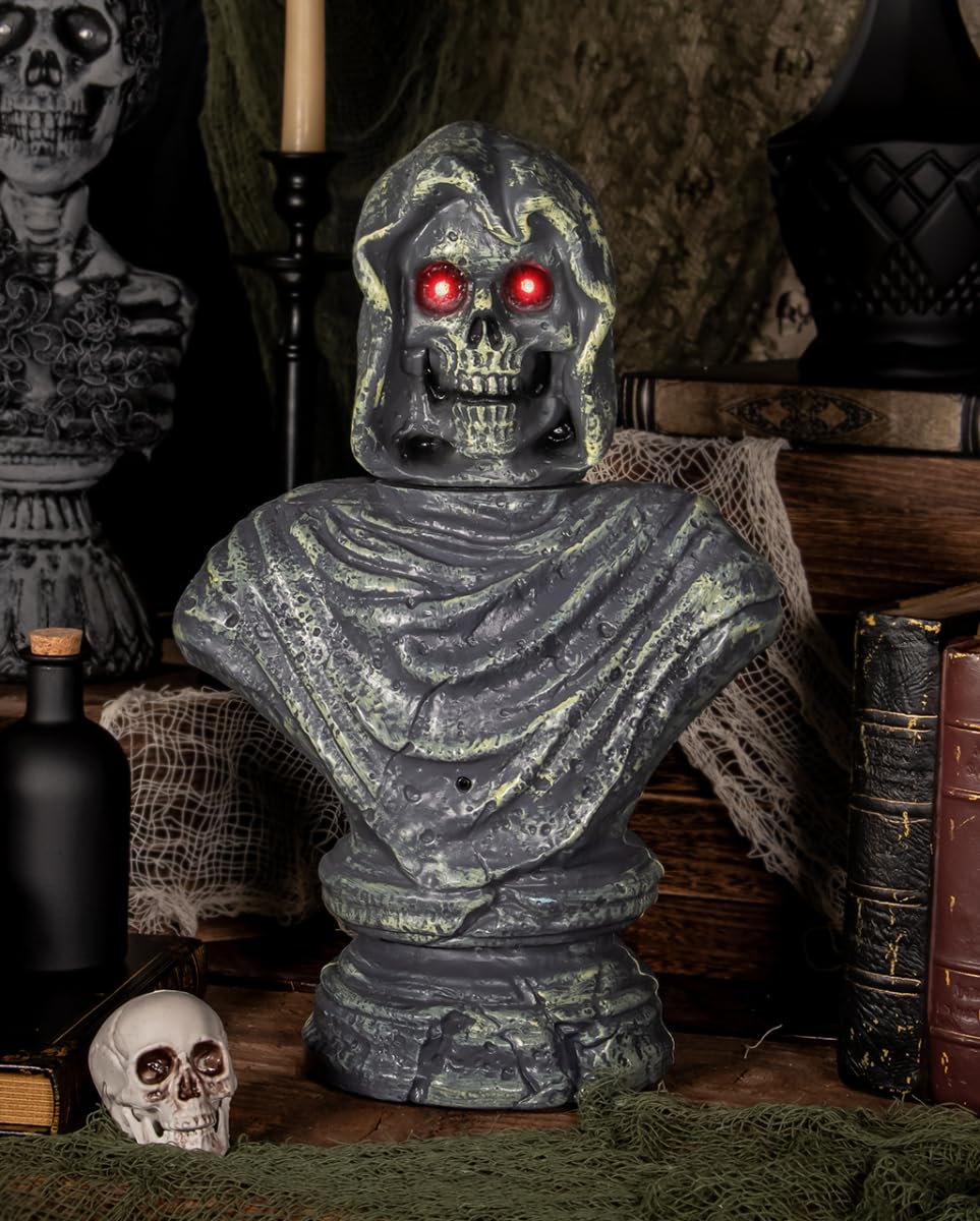 Horror-Shop Sprechender Grim Reaper Büste mit Bewegung 40cm
