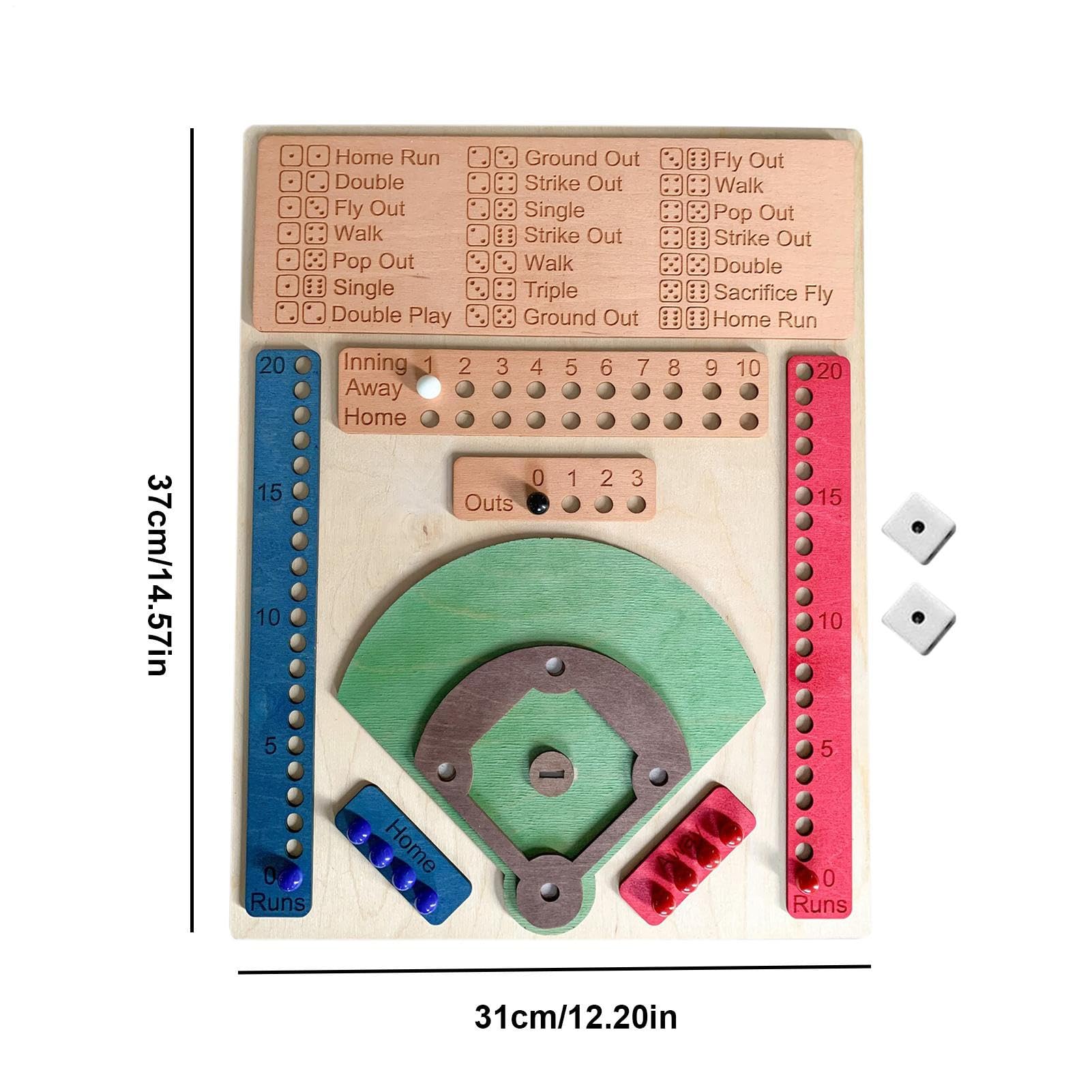 Jeu de société de dés de Baseball, de Baseball - Jeu de Baseball en Bois - de société de Baseball avec dés et Balle, de Table interactif à Double Bataille