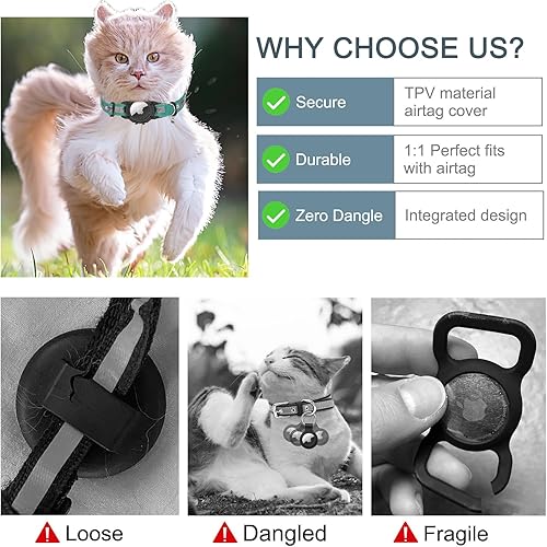 Miniatura 3 de FEEYAR - Collar reflectante para gatos AirTag collar para gatos con GPS integrado con soporte para Apple Air Tag y campana collares de seguridad