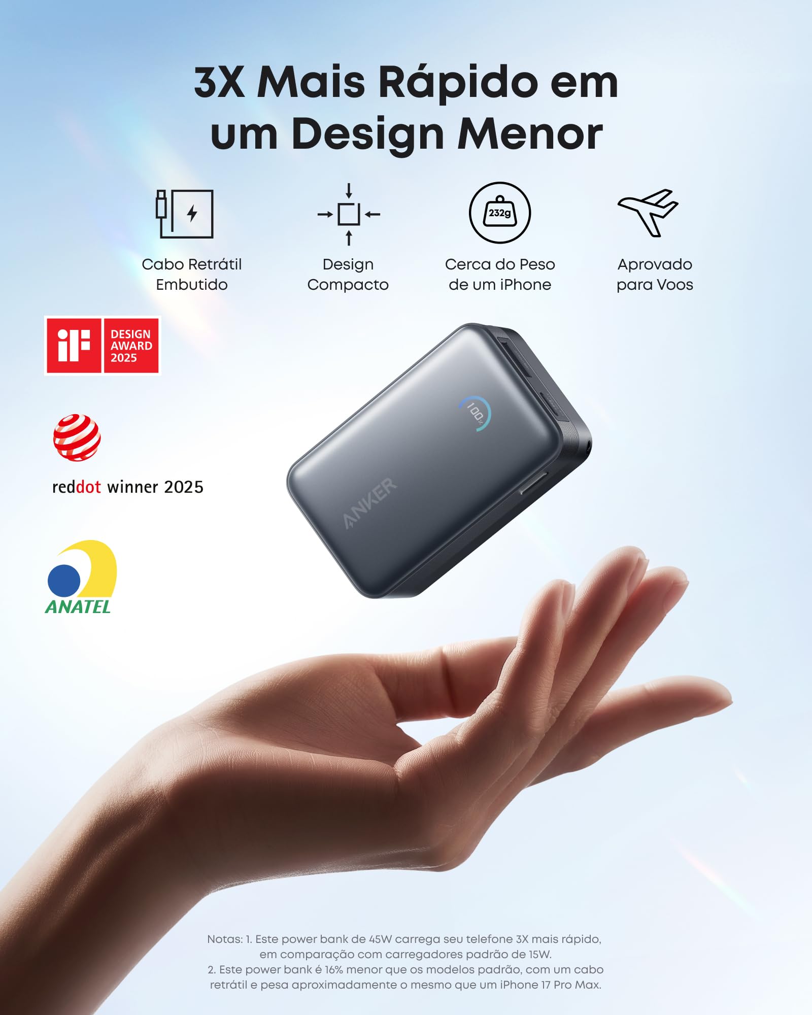 Anker MagGo Power Bank, Bateria Magnética Ultra Fina de 10.000mAh+