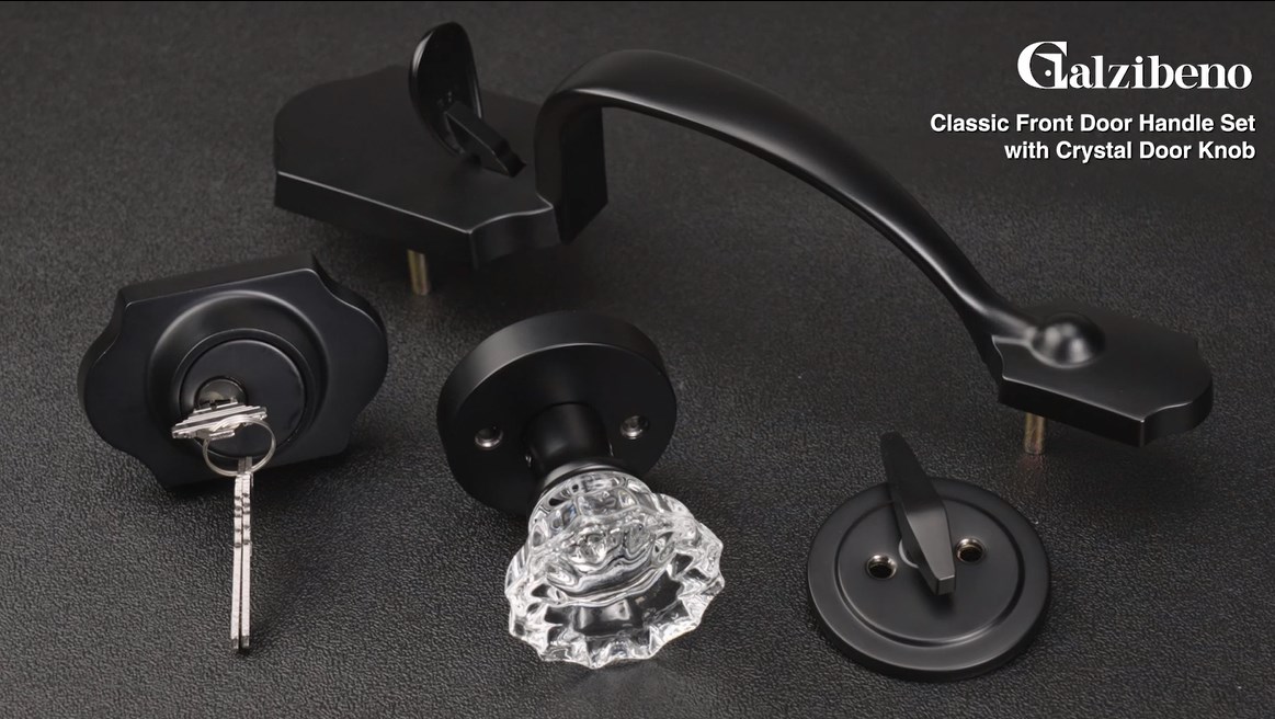 Calzibeno Black Front Door Handle and Deadbolt Set, Front Door