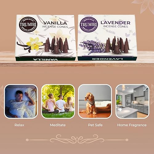Miniatura 3 de Conos de incienso  Paquete combinado de 20 conos de incienso  10 vainilla + 10 lavanda  Conos de incienso  Conos de incienso perfumados  Conos de