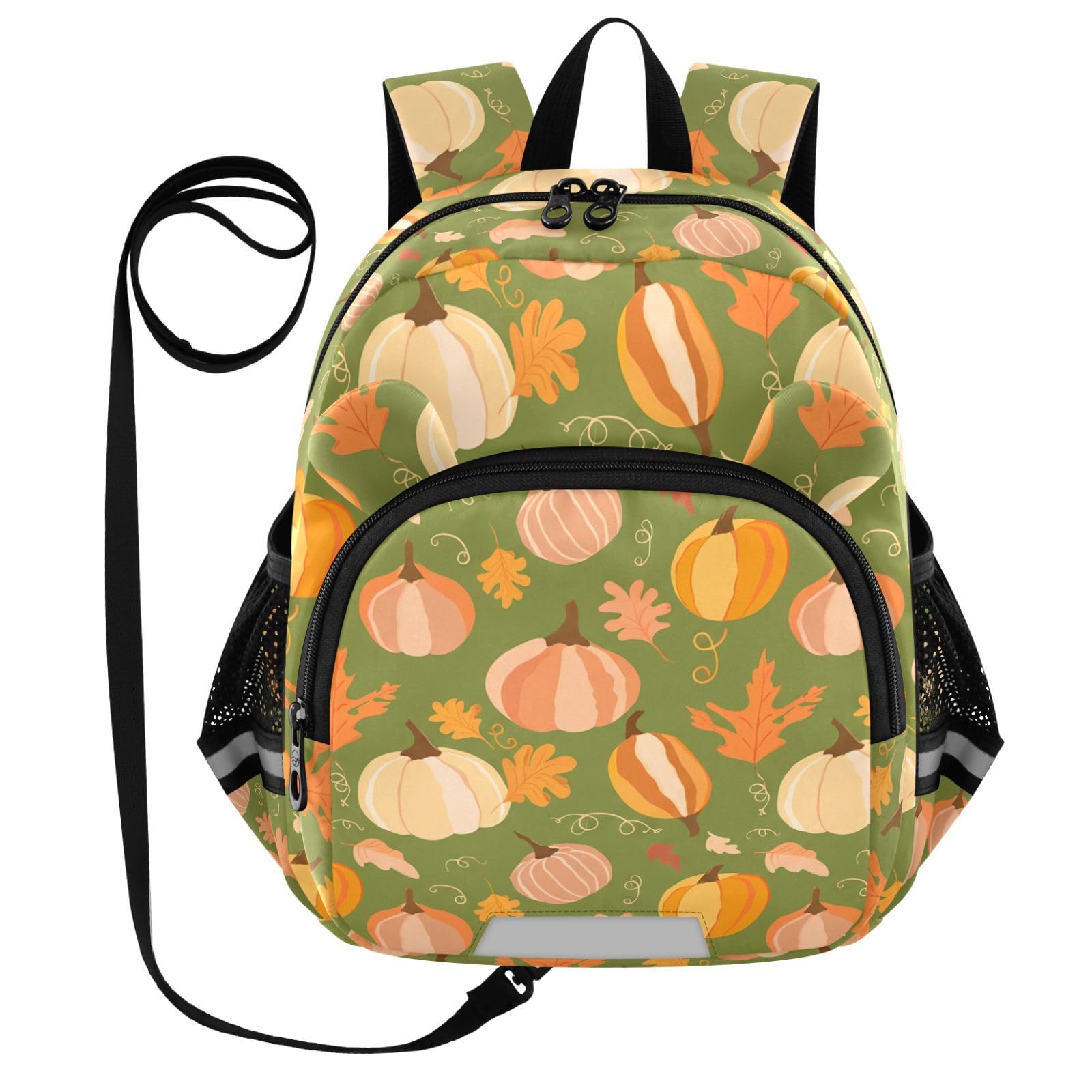 Pumpkin Autumn Leaves Toddler Harness Backpack for Boys Girls 3-6 Years Kids Backpack with Anti Lost Safety Leash Baby Harness Bookbag for Travel Walking Preschool