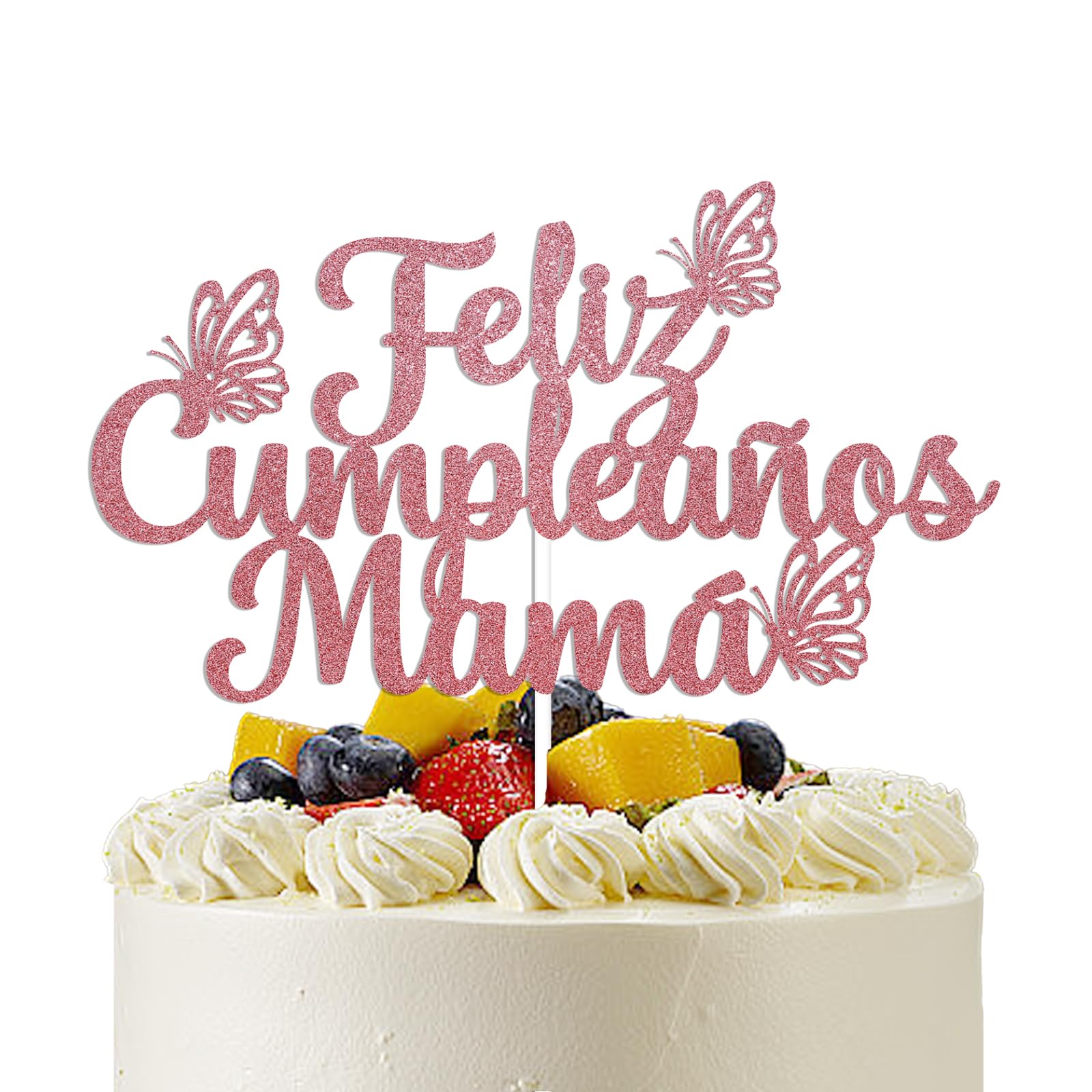 Feliz Cumpleaños Mama Cake Topper - Happy Birthday Mom/Happy Mother's Day, Funny Mother's Day Party Decor, Spanish Theme Party Decorations Rose Gold