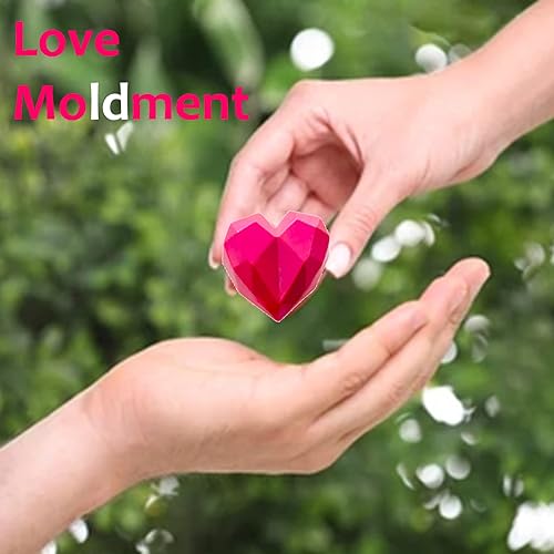 Miniatura 8 de Moldes de silicona con forma de corazón geométrico (3 piezas) - Mini formas de corazón para cubitos de hielo, chocolate y formas divertidas