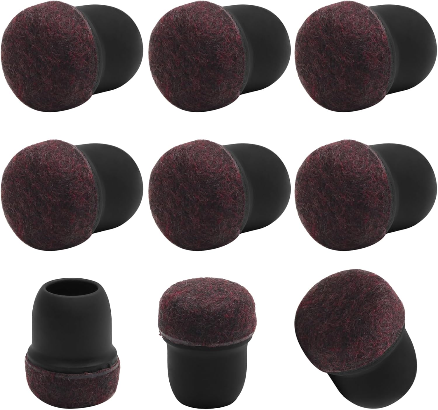椅子脚フロアプロテクター フェルト付き ブラックラウンドチェア脚先端キャップ 滑り止め家具脚キャップカバー 直径0.55インチ~0.