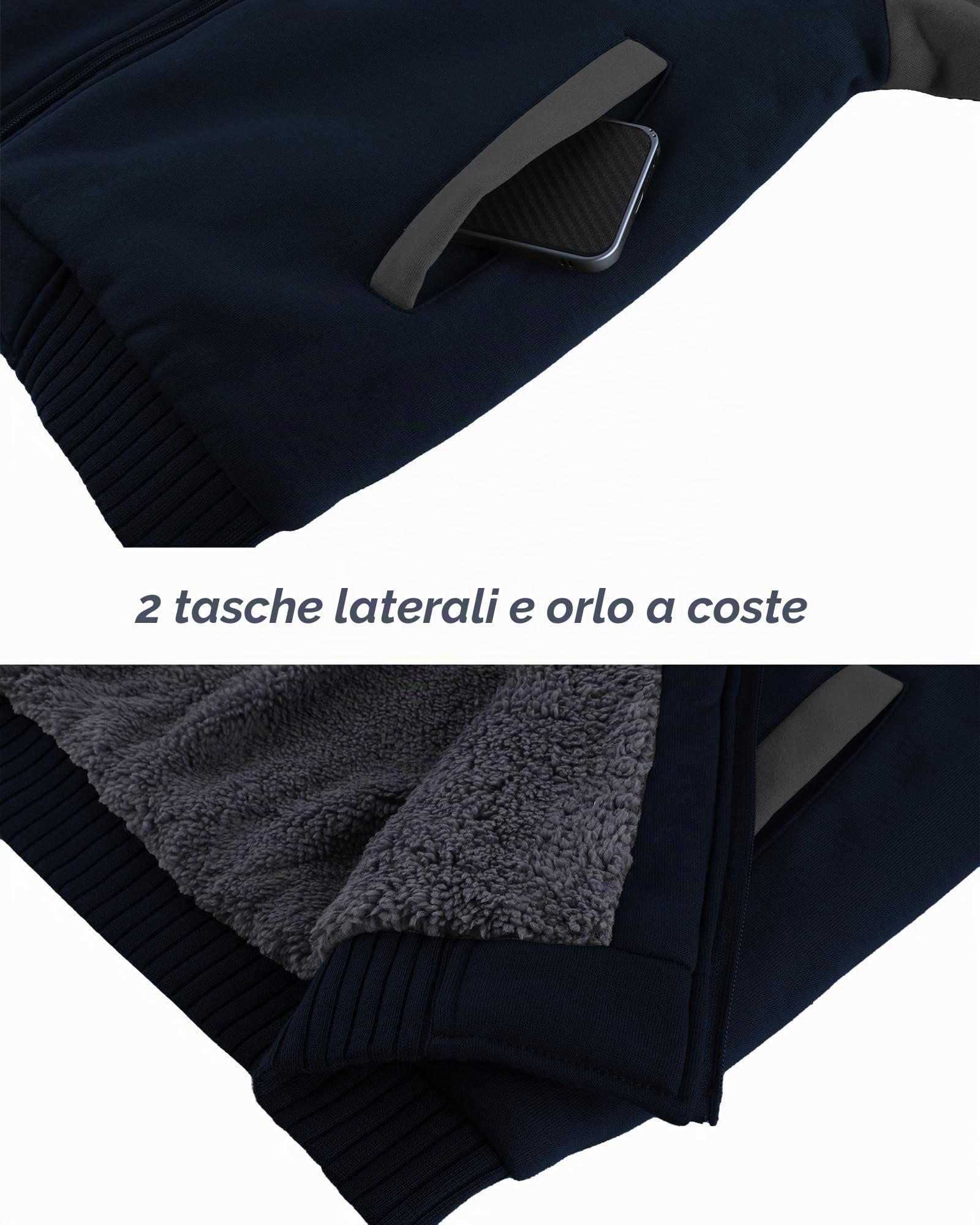 LLdress Giacca con Cappuccio da Uomo Felpa con Cappuccio con Cerniera Fodera Calda Giacca Invernale con Tasche Felpa in Pile per Escursionismo Campeggio