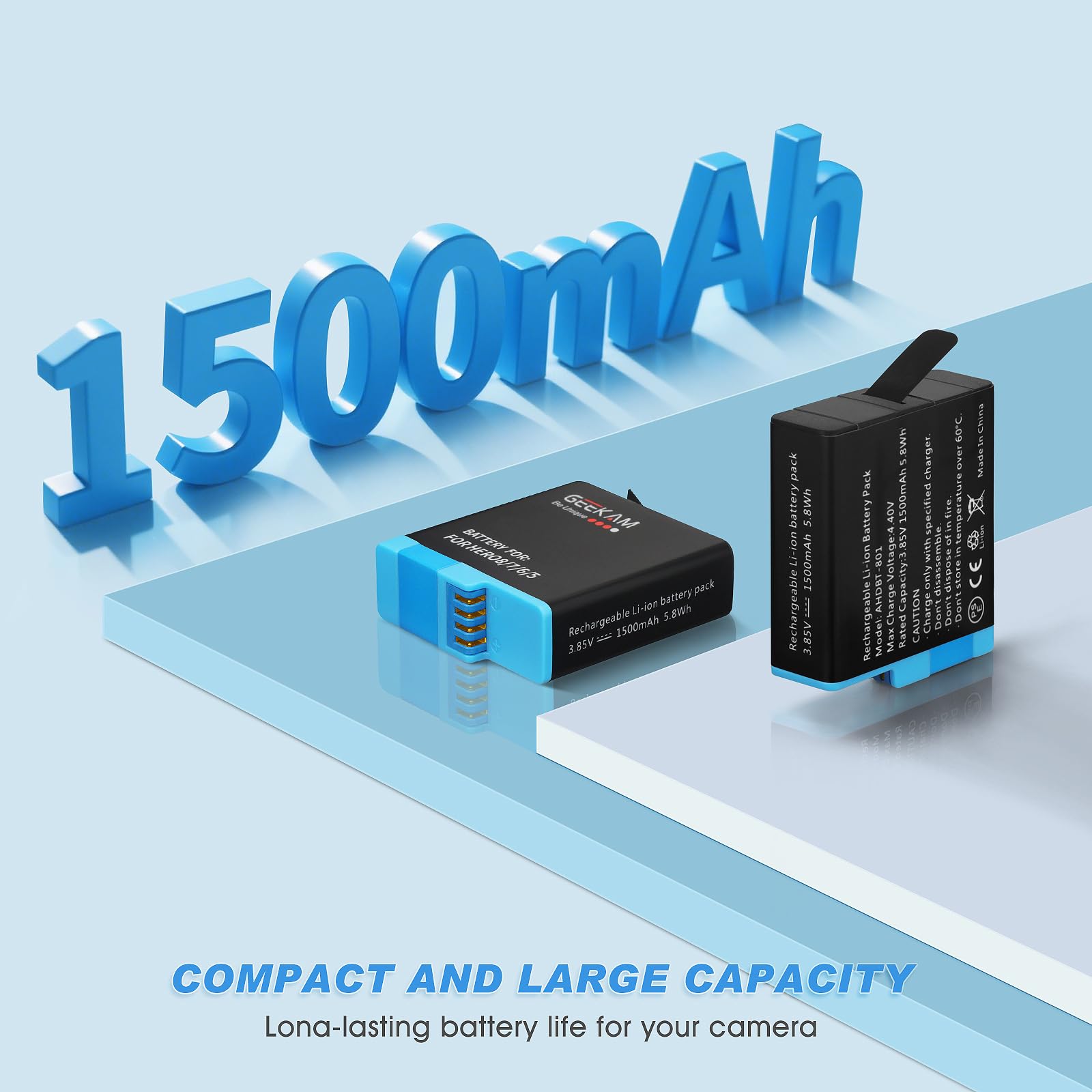 2 baterías recargables compatibles con Hero 5 6 7 8