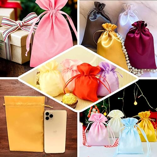 Miniatura 5 de Efavormart - 12 bolsas de regalo de satén de oro antiguo, bolsa con cordón para regalos de boda, despedidas de soltera, bolsas de joyería  4 x 6