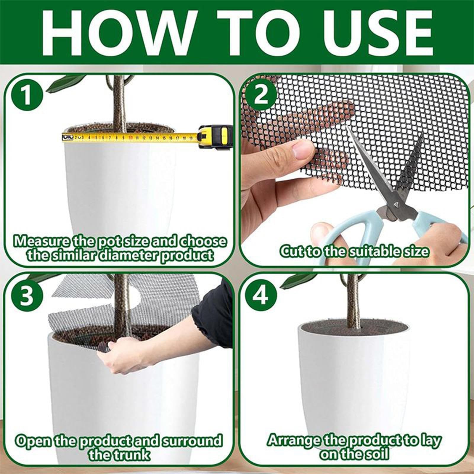 4 Pièces Grille de Protection pour Pot de Fleurs, 40cm Couvercle de Protection du Sol pour Pots de Fleurs, Protector Contre Les Chats, Protège la Terre des Animaux et des Enfant