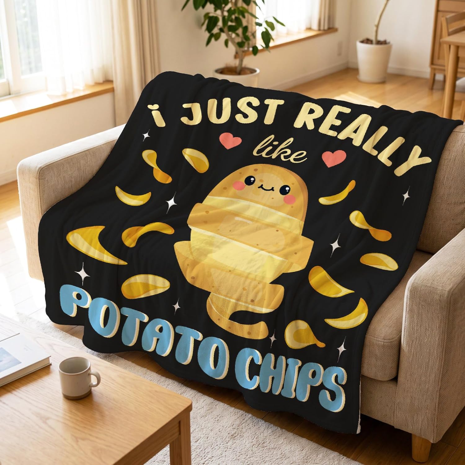 Potato Chips Blanket, Funny Potato Gifts, Soft Plush Throw Quilt image 2
