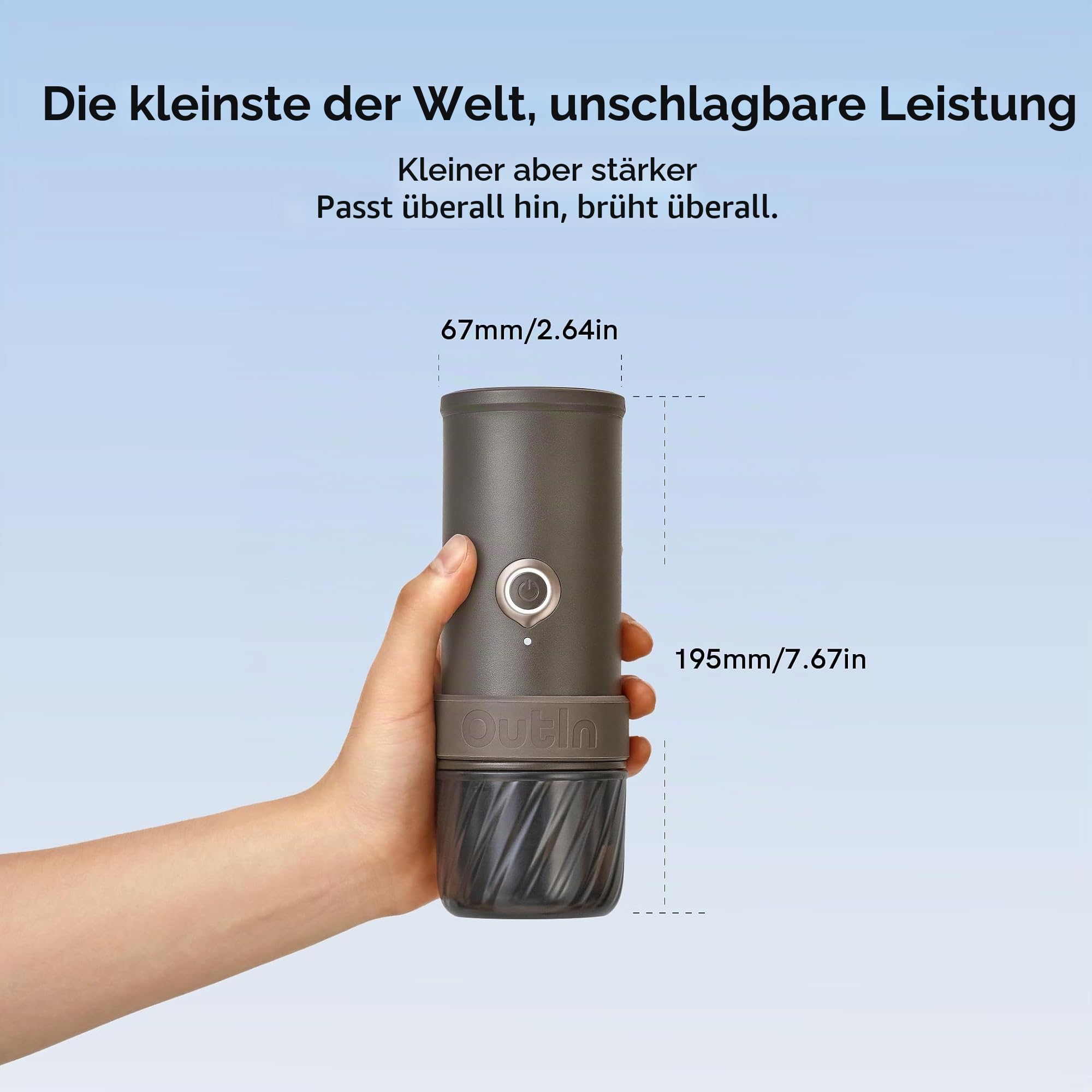 OutIn Mino Tragbare Elektrische Espressomaschine Abnehmbarer Kaffeehalter im Set
