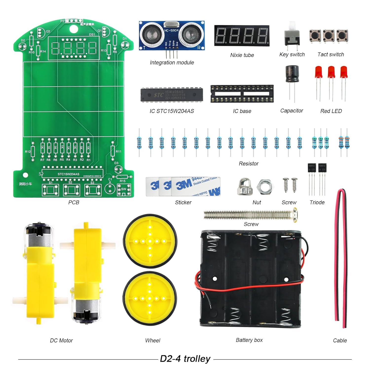 Electronic DIY Soldering Practice Learning Project Kit,Interesting Self Soldering Installation of Automatic Induction Car (3IN1-Car)