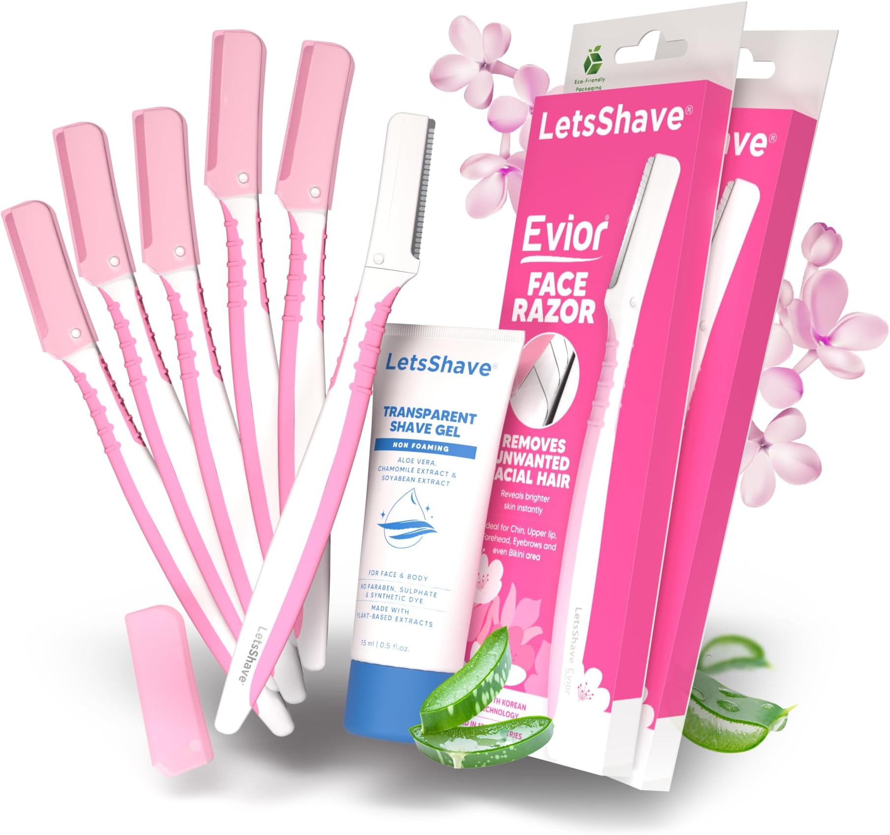 - Evior Face & Eyebrow Razor For Women - Pack of 6 + Free Transparent Shave Gel 15ml | Skin-Safe Hair Removal Razors | For Eyebrows, Upper Lip, Forehead, Peach Fuzz | 300 Days of Dermaplaning