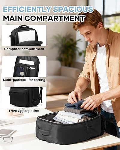 Miniatura 7 de WONHOX Mochila de viaje para mujeres y hombres, mochila para laptop con compartimento para zapatos, mochila impermeable para senderismo