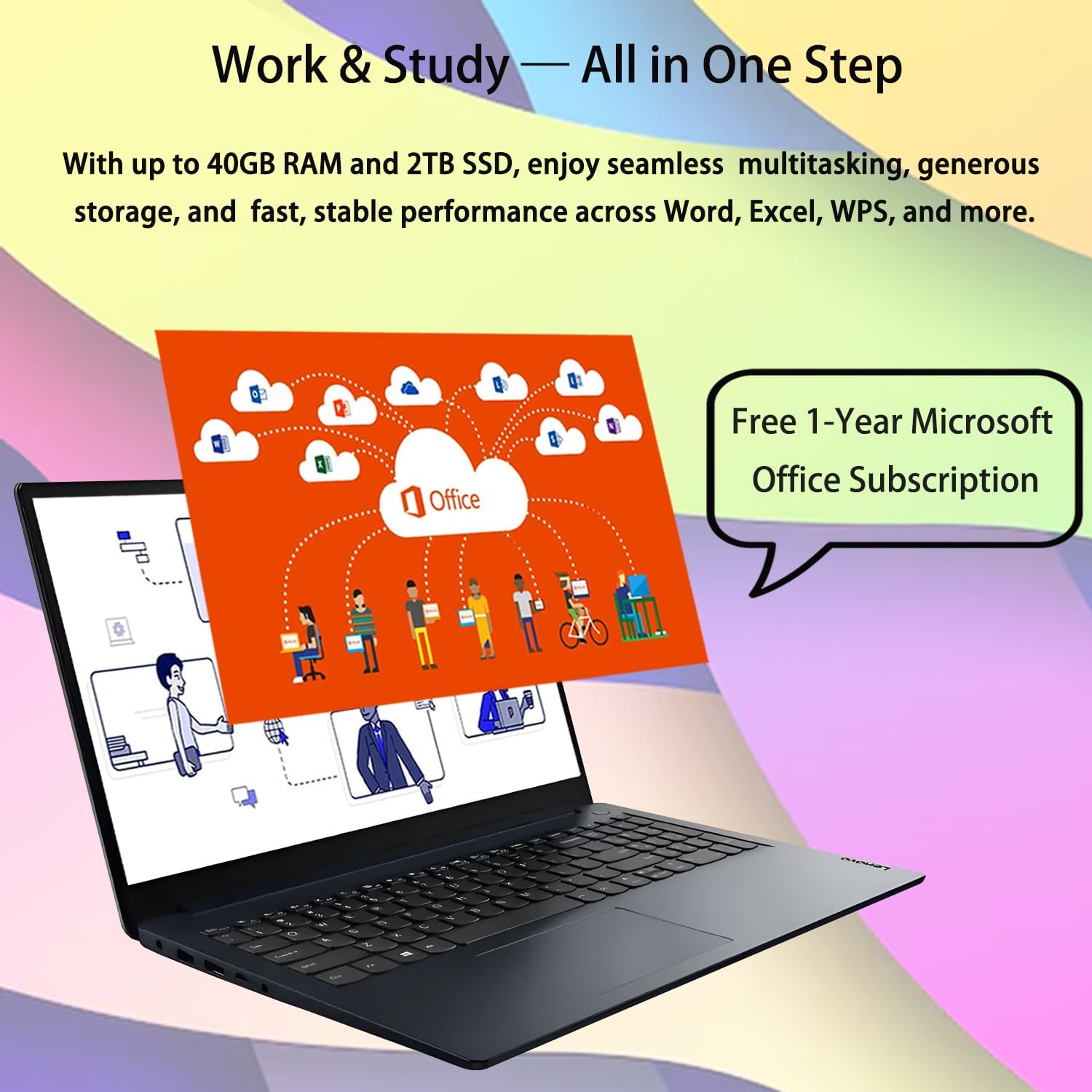 Lenovo IdeaPad 1i, Latest 15.6" FHD Touchscreen Laptop for Business & Students, 13th Gen Intel Core i5-1334U (Beats i5-1235U), 12GB RAM, 512GB SSD, Windows 11, Microsoft Office, WOWPC Recovery USB