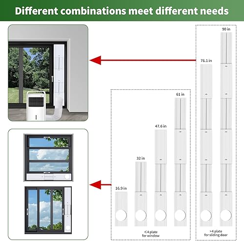 Miniatura 3 de BYOFI Kit de ventilación de aire acondicionado portátil para ventana y puerta corredera con filtro de acoplador 4 en 1, adecuado para manguera de