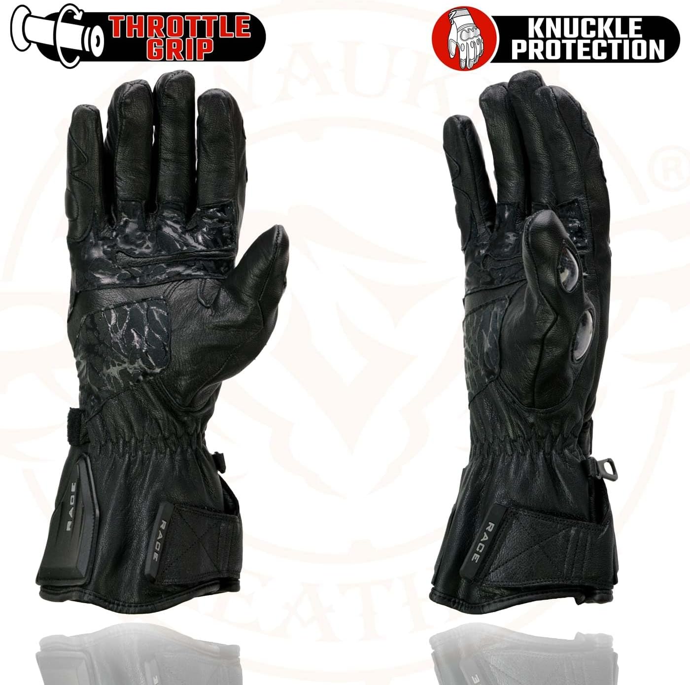 Milwaukee Leather Men's Leather Gauntlet Lined Motorcycle Hand Gloves - Small - Image 7