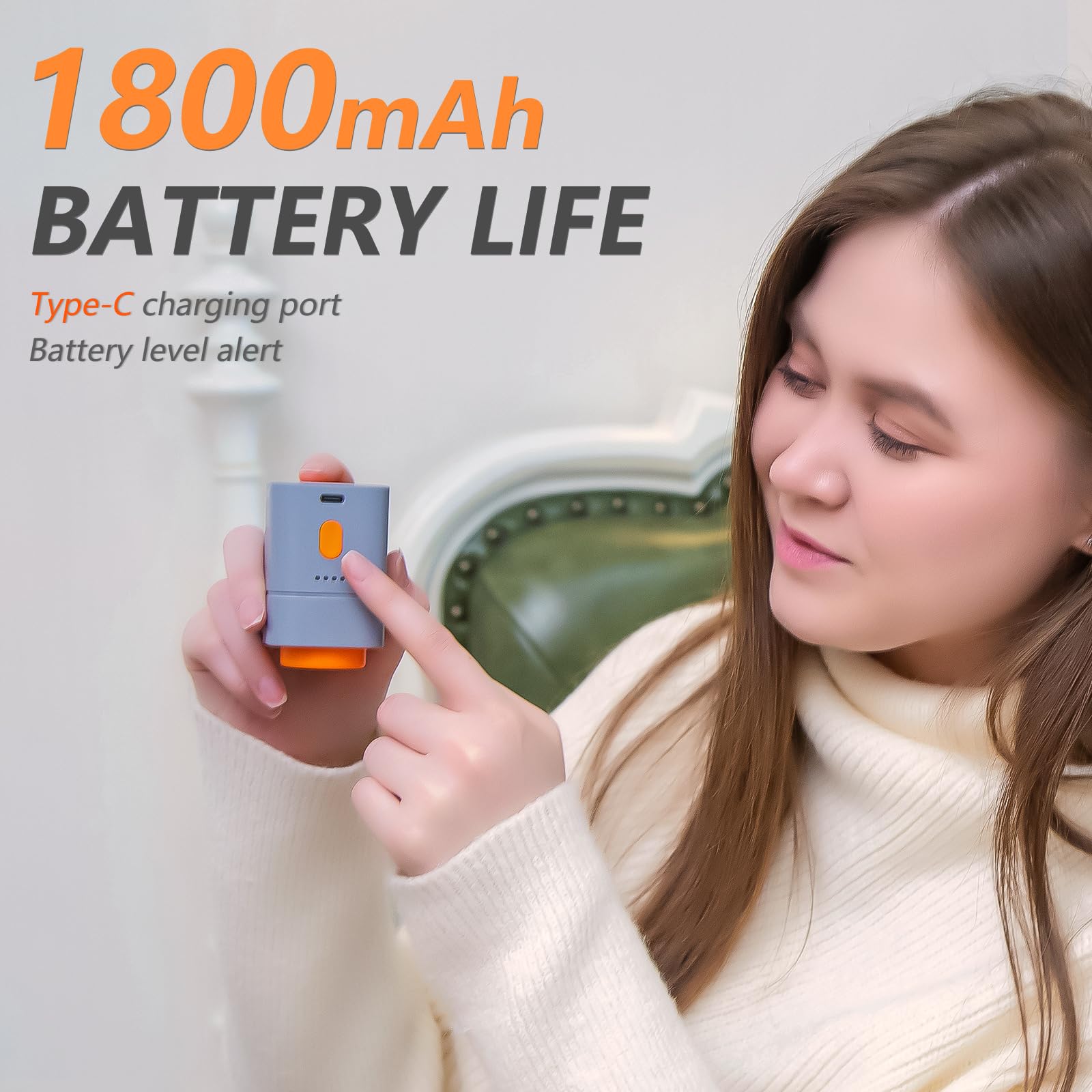 Kabellose tragbare Vakuumpumpe für Vakuumbeutel – 4500 PA Saugkraft, 25W, 1800mAh Akku, USB-C Ladung, kompakt & leistungsstark (grau/orange) – Ideal für Reise und Aufbewahrung