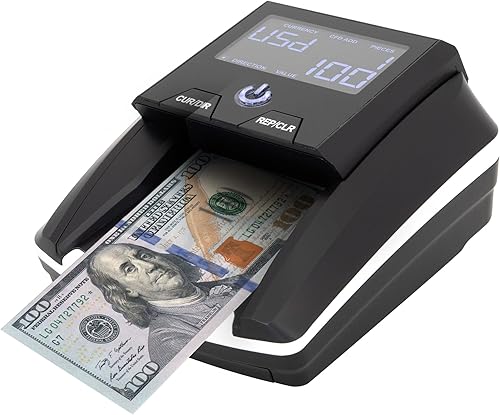 DETECK DETECK DT10C - Detector de billetes falsificados portátil, dirección automática de 4 vías, conteo de valor USD y EUR, detector de dinero