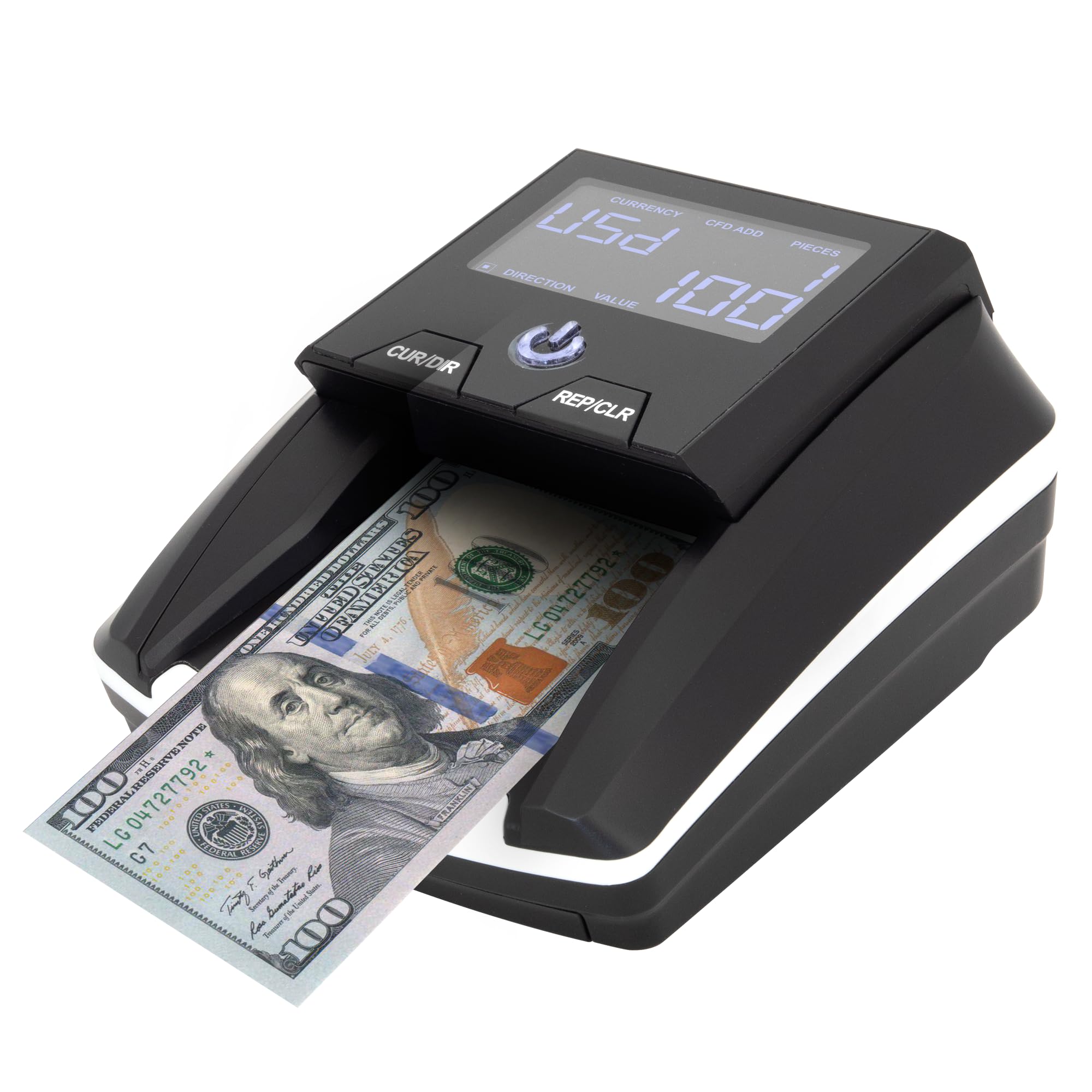 DETECK DETECK DT10C Portable Counterfeit Bill Detector Machine, Automatic 4-Way Direction USD & EUR Value Counting, Counterfeit Money Detector UV/IR/MG for Small Businesses (Battery Included)