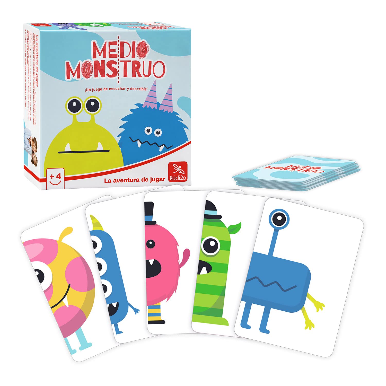 Ludilo - Medio Monstruo | Juegos De Mesa Niños 4 Años O Más | Juegos Educativos Niños 4 Años De Partidas De 10 Minutos | Juego De Mesa De 2 A 4 Jugadores