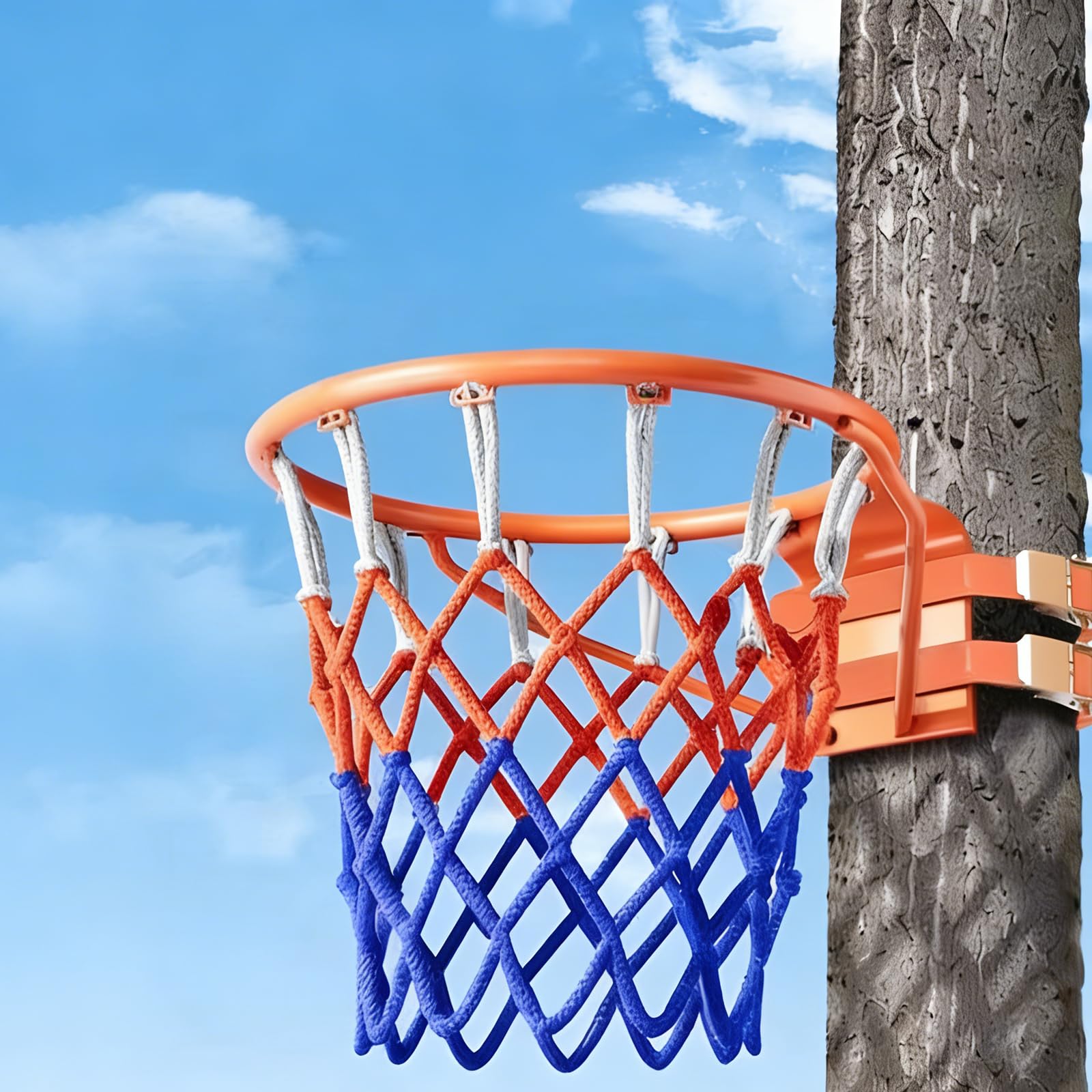 Anello da Pallacanestro da Muro,Canestro Basket Esterno,Canestro da Basket da Parete,Canestro Basket Regolamentare,con Rete in Nylon,per Alberi,Colonne Rotonde,Ferros