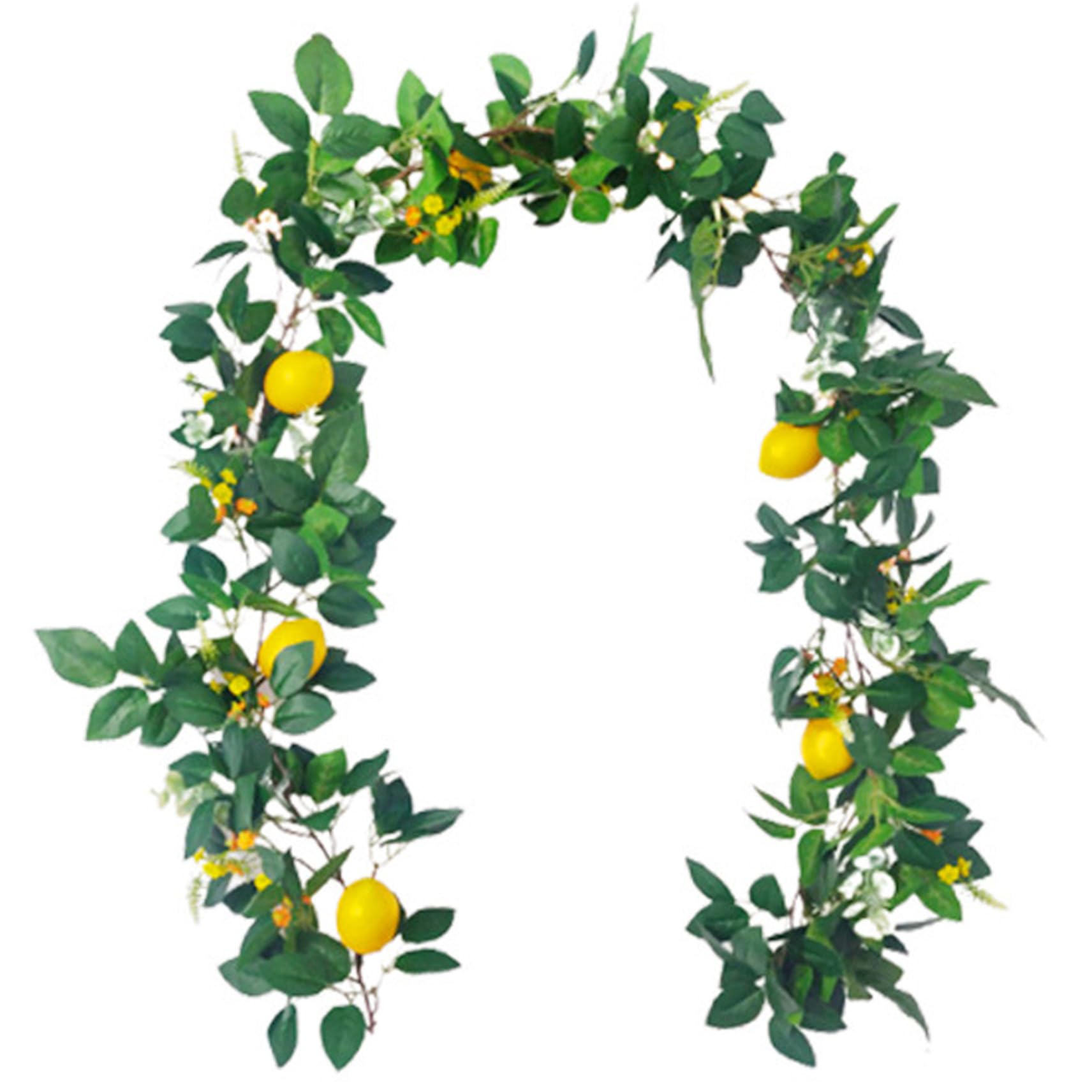 NASSMOSSE Lemon Garland with Greenery, 6.07ft Spring Garland, Weatherproof Lifelike Summer for Wedding Mantle Table Garden Home Arch