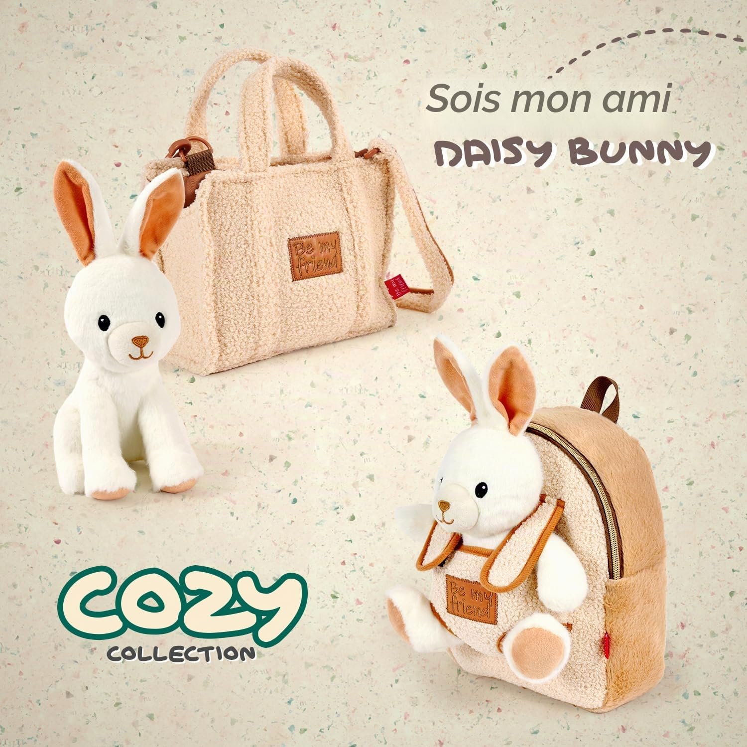 PERLETTI Sac à Main Fille 3 4 5 6 Ans avec Peluche Amovible - Sac Transport avec Animal Doux - Sacoche pour Enfants Petite Fillette École Maternelle - 27X22X9 cm