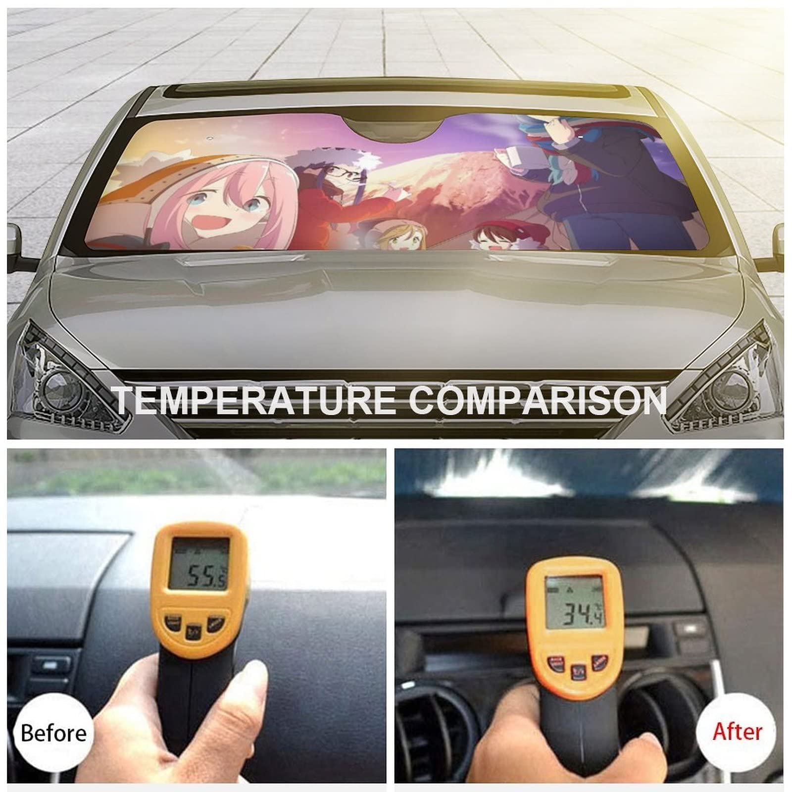 Amazon.co.jp: ゆるキャン△ 車用 サンシェード カーフロントカバー