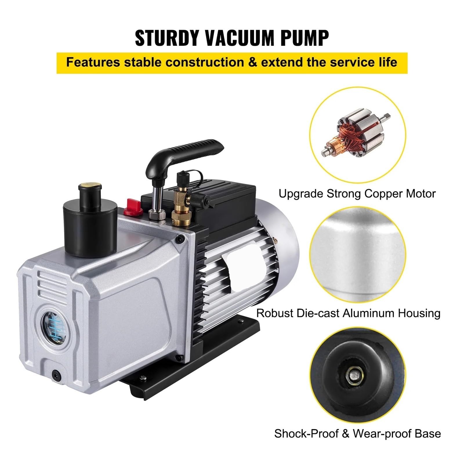 Vakuumpumpe, einstufige Klimaanlagen-Vakuumpumpe | 12CFM 1 HP 110V 5PA Ultimativ for den Vakuumevakuierungseinsatz
