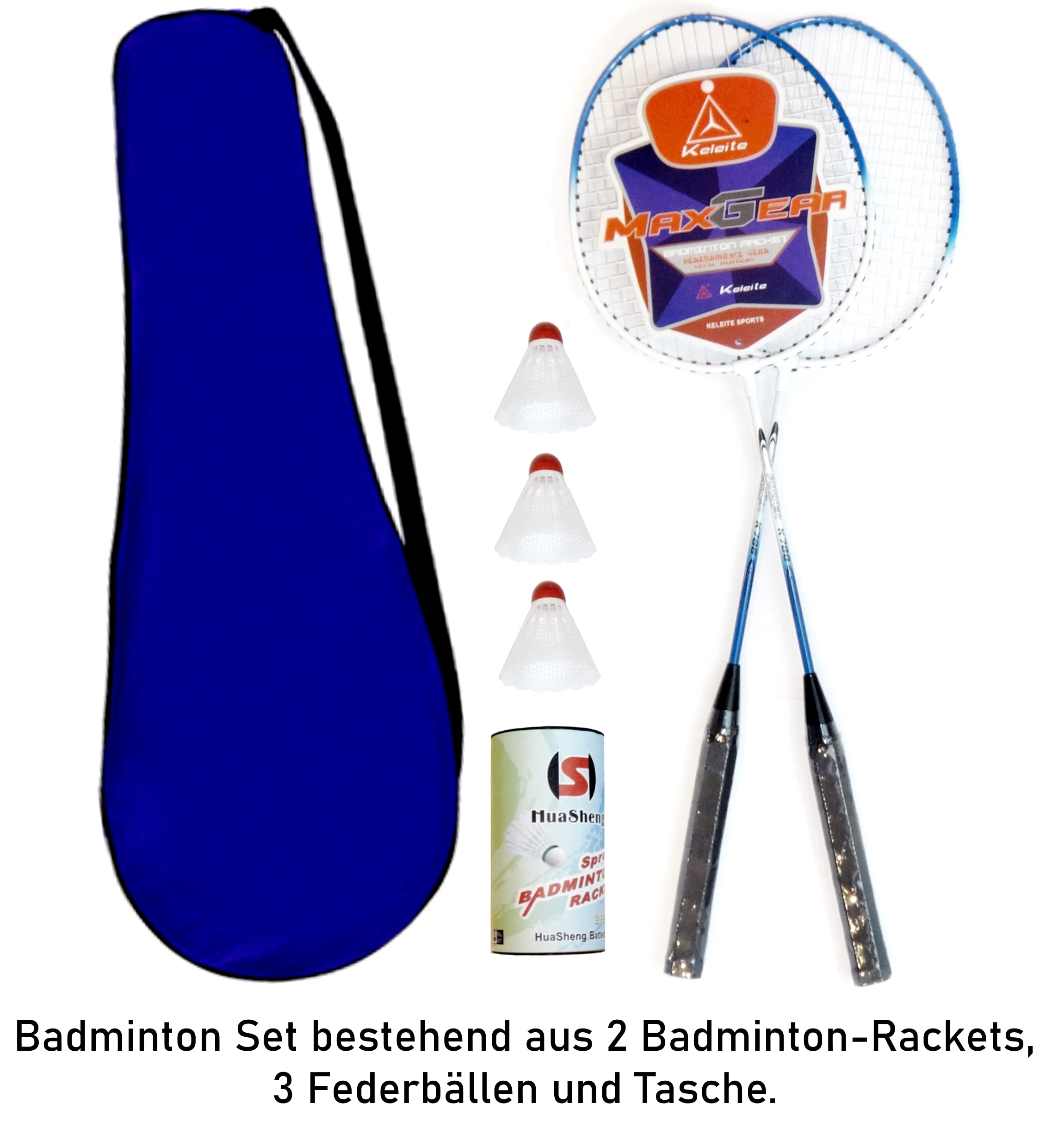 Set de bádminton de Plumas con 2 Raquetas, 3 Plumas y Funda
