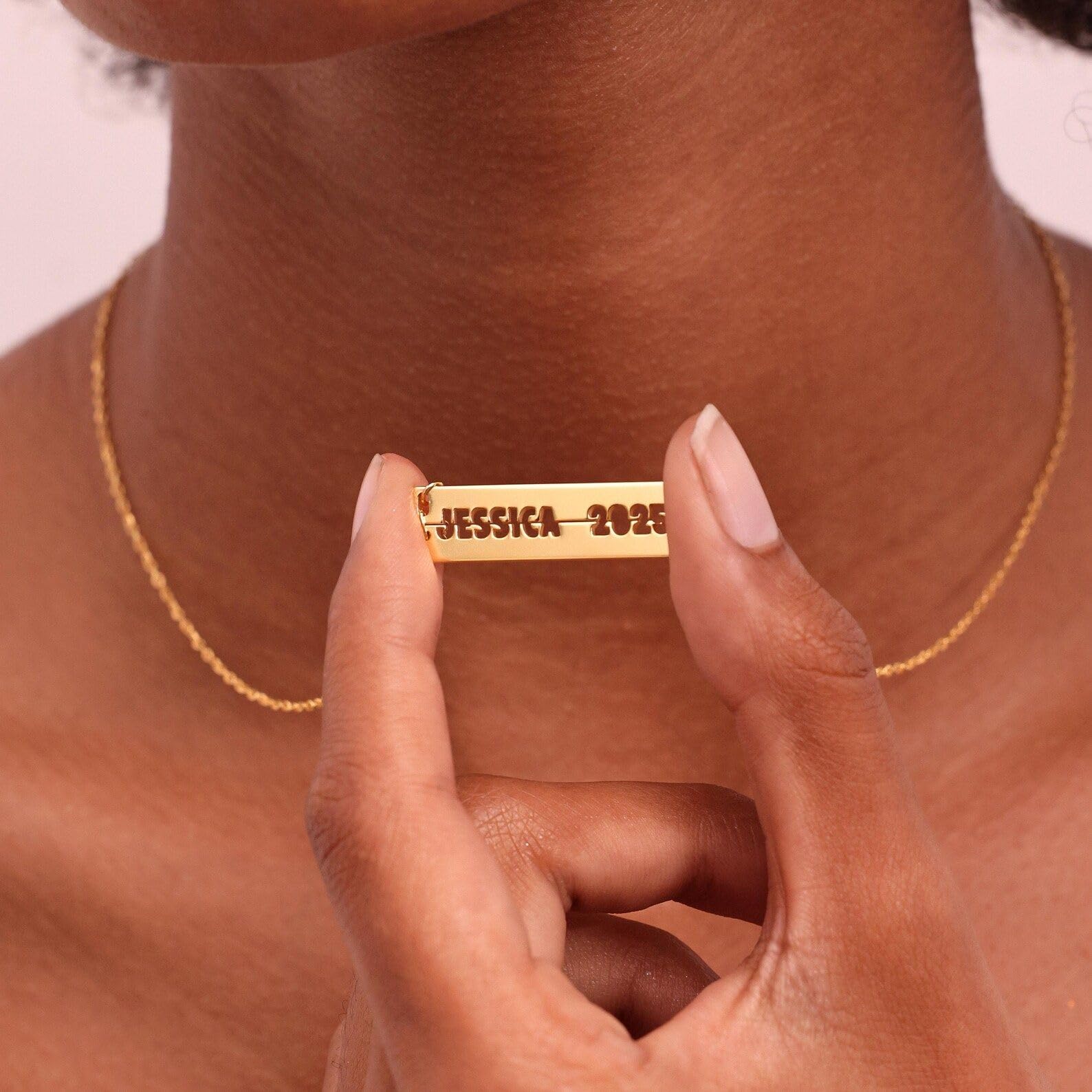Su misura barra Collana argento sterling 925 Inciso nome gioiello amicizia coordinato laurea Festa della mamma personalizzato ricordo fatto a mano