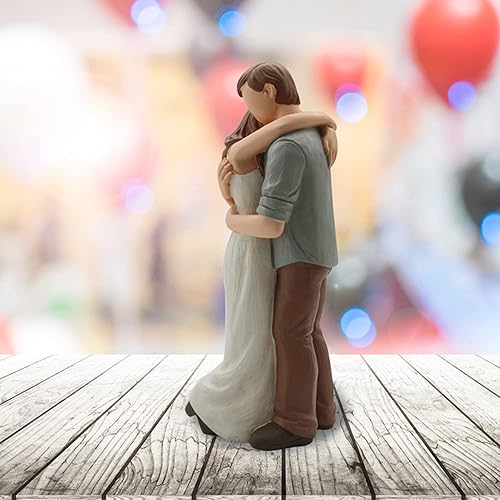 Miniatura 7 de CAMSOON Estatuilla romántica de abrazo para parejas, feliz aniversario de boda, esculpida, pintada a mano, regalos para ella, él, en momentos