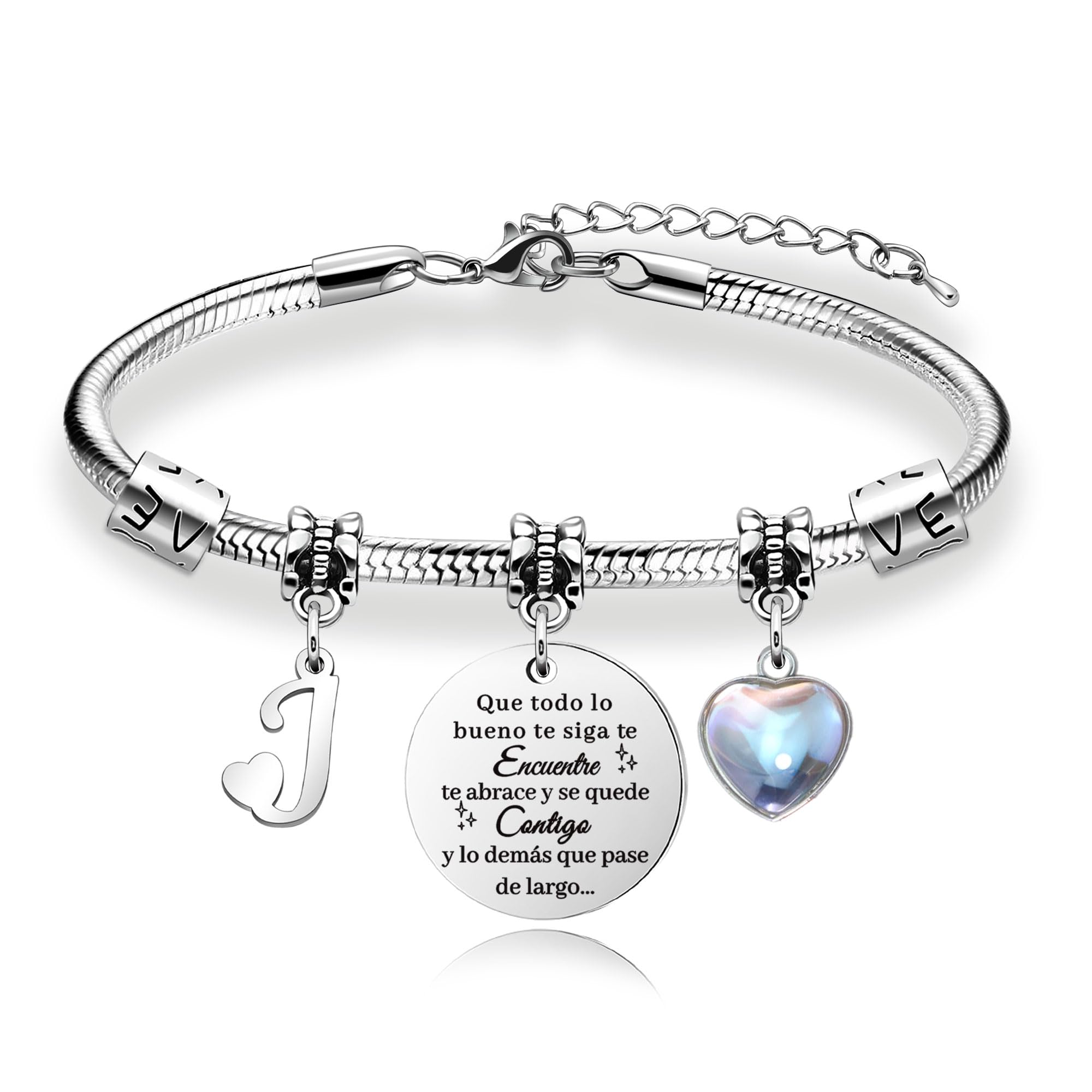 Regalos para Mujeres Pulsera de Plata con Letras Iniciales - Regalo Personalizado para Hija, Sobrina, Hermana, Amiga, Adolescente, Madre y Tía — view 14