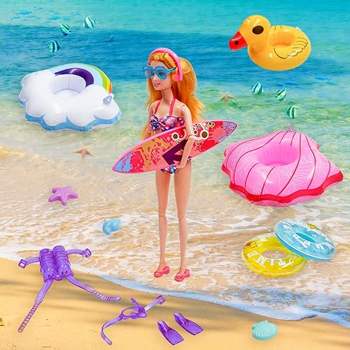 Miniatura 5 de Accesorios de ropa para muñecas 36 piezas de ropa de muñeca para niña, serie de trajes de baño para muñeca de 11.5 pulgadas, incluye bikini, traje