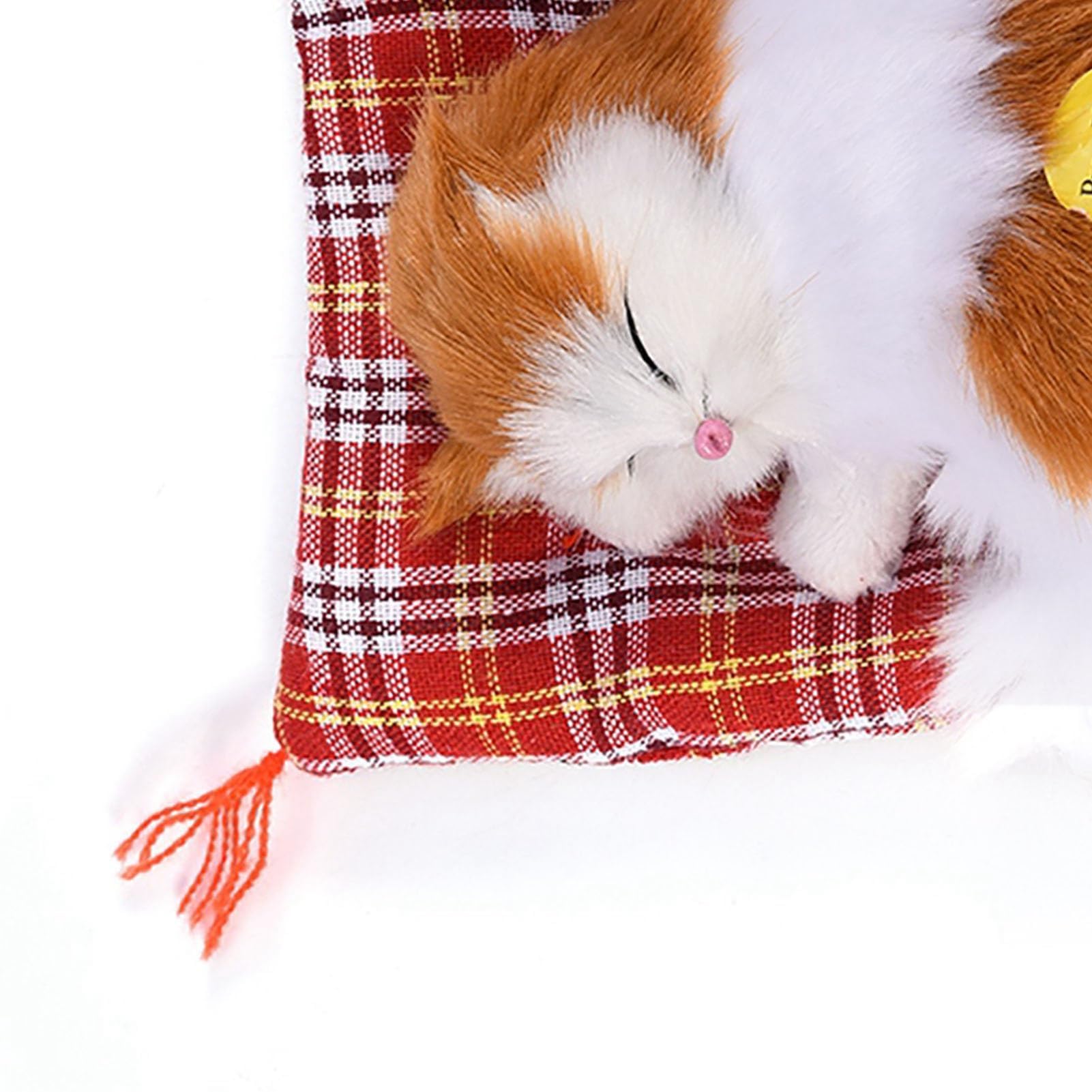 Zerodis Adorable Sleeping Cat with Soft Mat Bed and Simulated Sound, Stuffed Plush Toys Most Popular for Preschool Boys and Girls(Yellow + White)