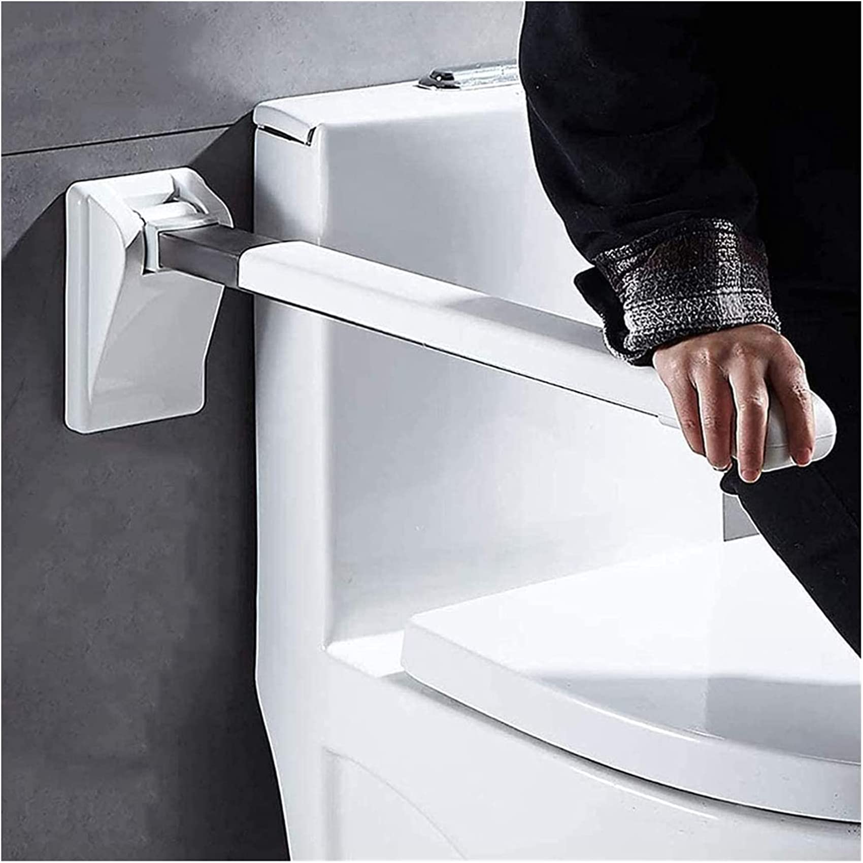 Bracciolo pieghevole con barra di sostegno per WC a parete, supporto per handicap, maniglie per bagno, braccio ribaltabile e ribaltabile.