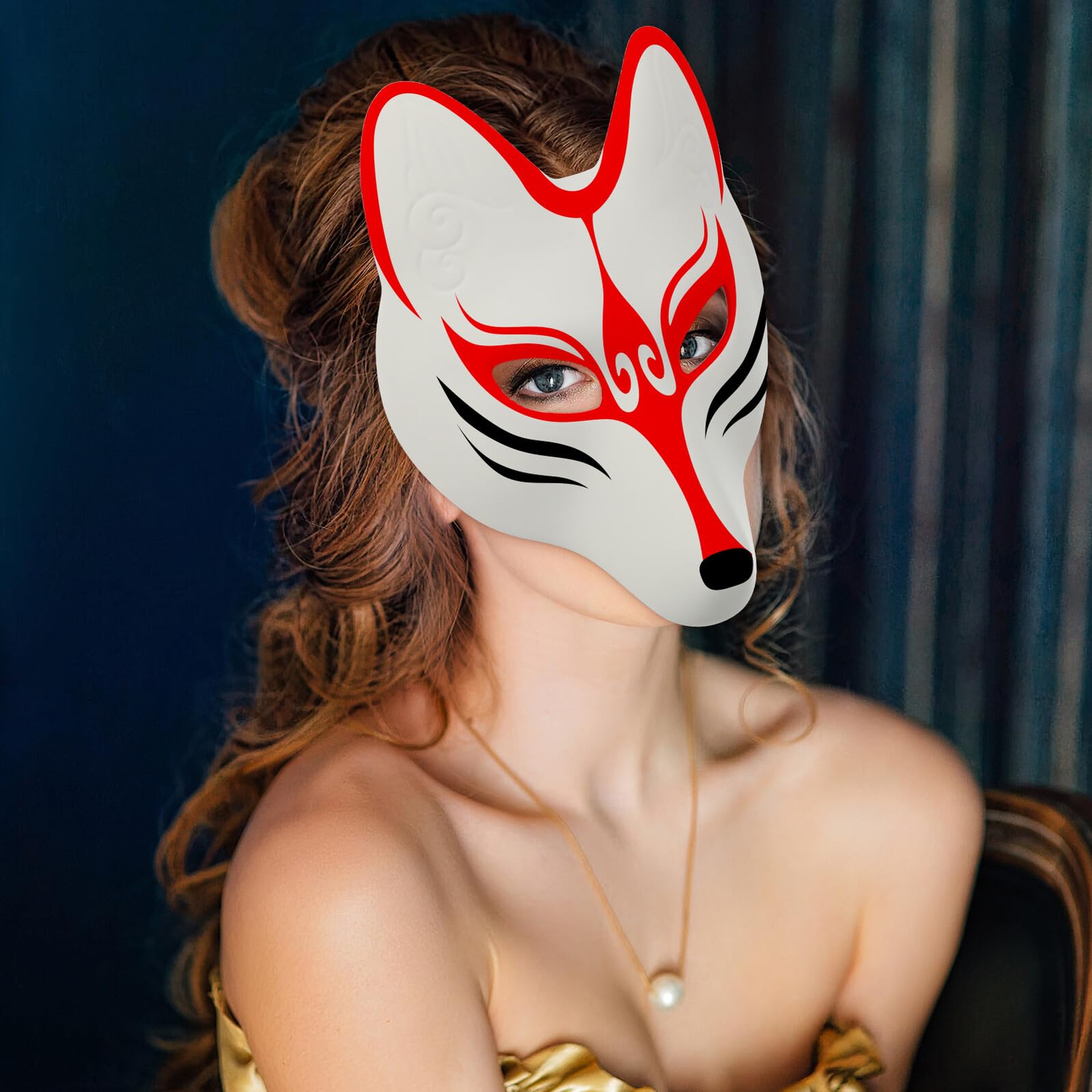 minkissy 4 Maschere Volpe Bianche per Masquerade Party DIY in PU Leggero e Sicuro per Feste Tema e