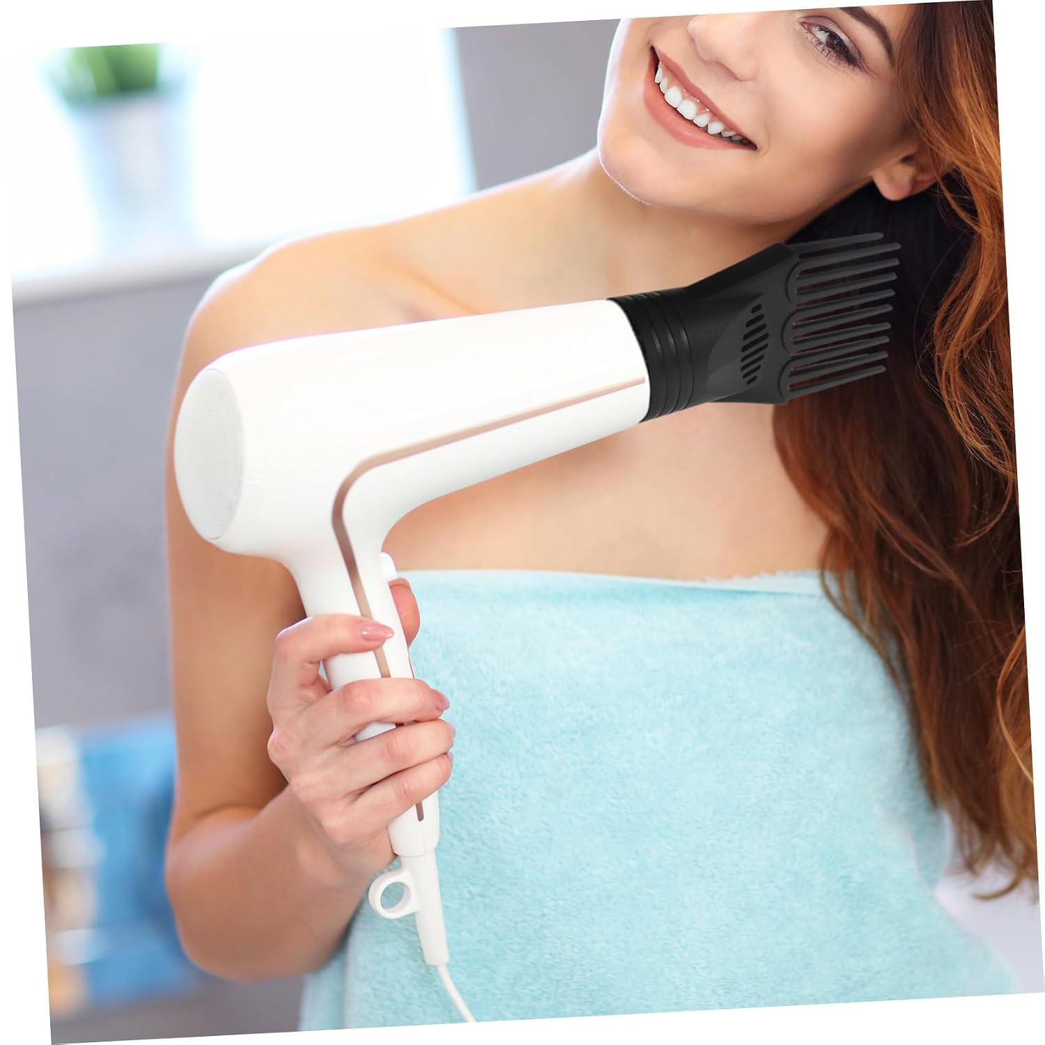 2pcs Hairdryer Nozzle Attachment Comb Design for Hair, Black Plastic