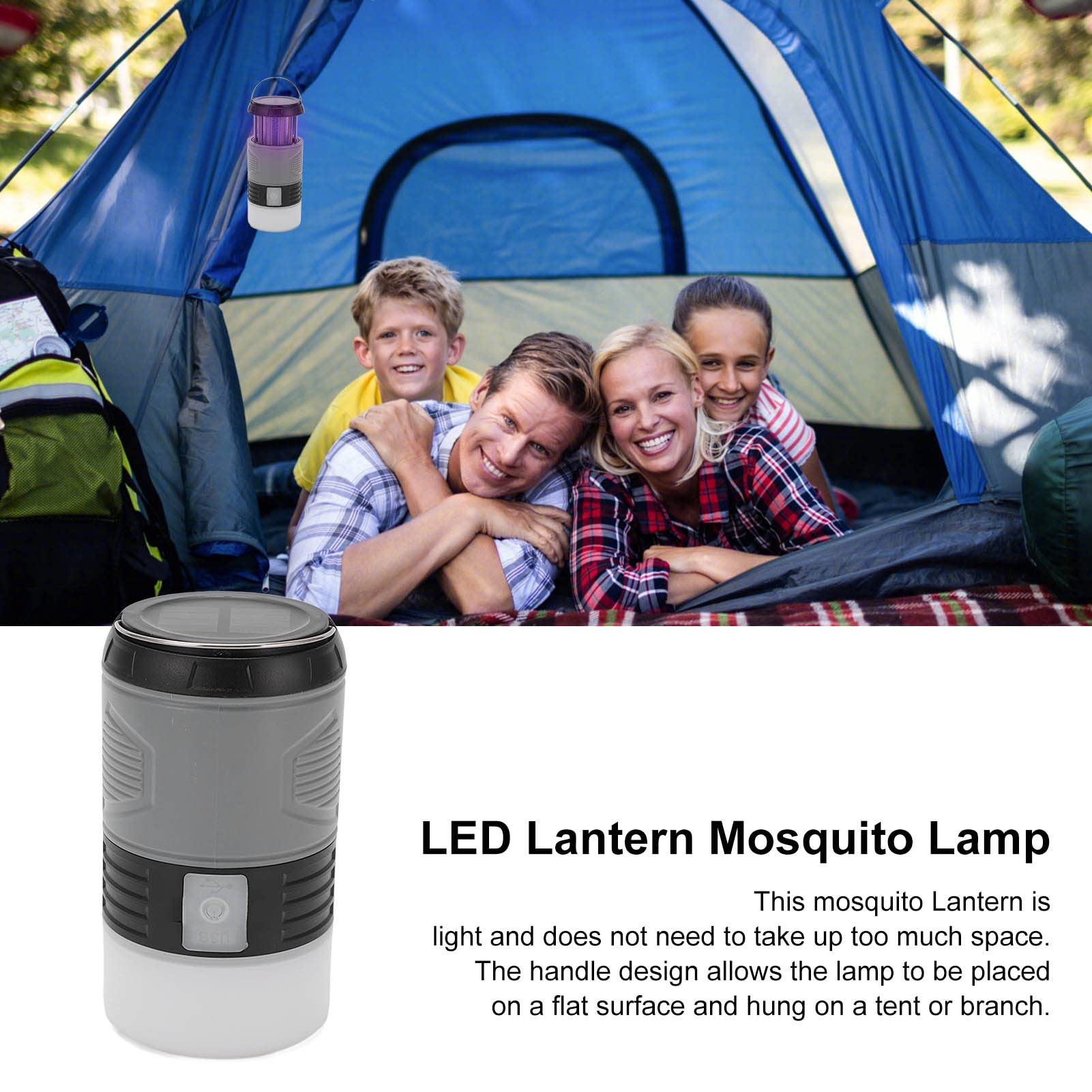 Campingowa latarnia LED Lampa na komary 2 w 1 Rozciągliwa lampa Solor Ładowana przez USB lampa LED do użytku na zewnątrz