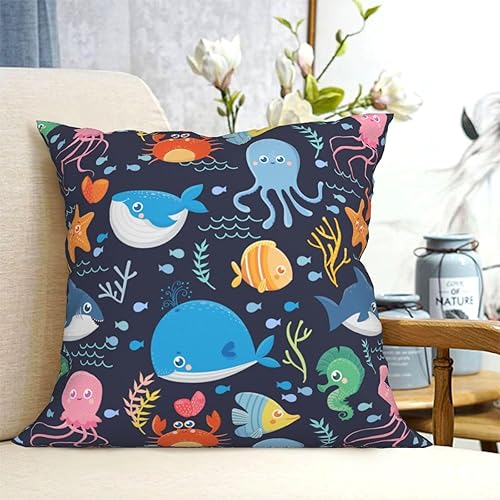 Miniatura 4 de Aimeryup Throw Pillow Covers 12x12 Inch Funny Sea Animals Decorative Pillow Covers Cushion Covers cojines decorativos para sala Pillow Cases Cute